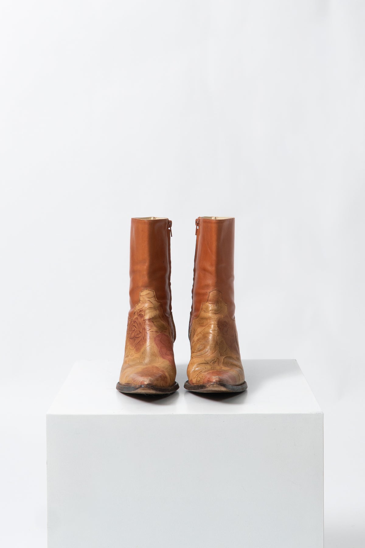 Vintage Italian Rose Embossed Boots