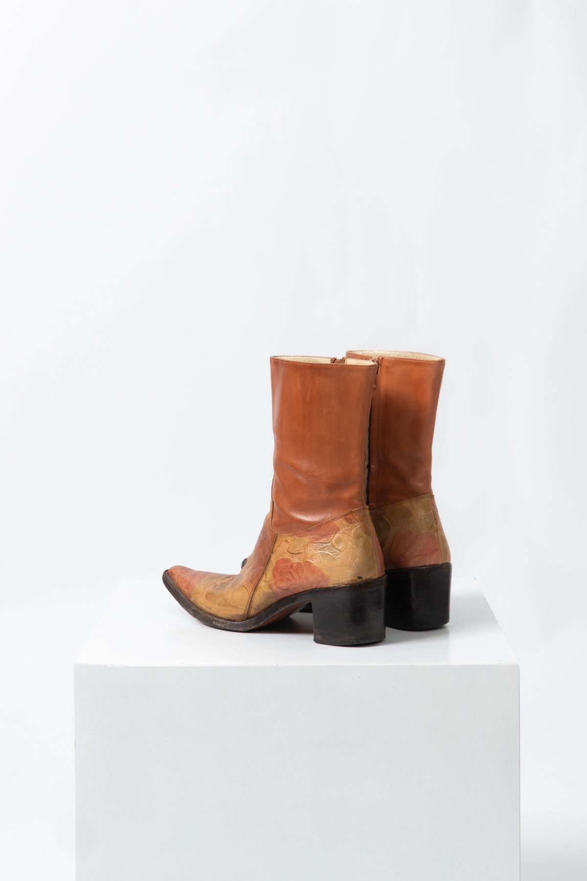 Vintage Italian Rose Embossed Boots