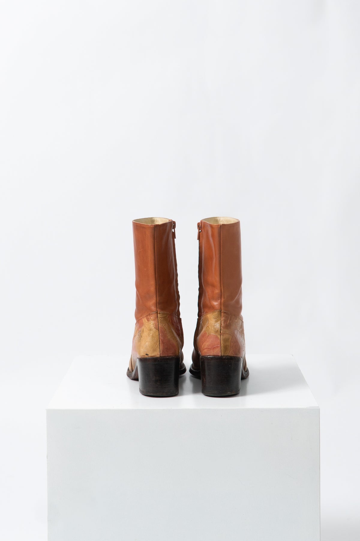 Vintage Italian Rose Embossed Boots
