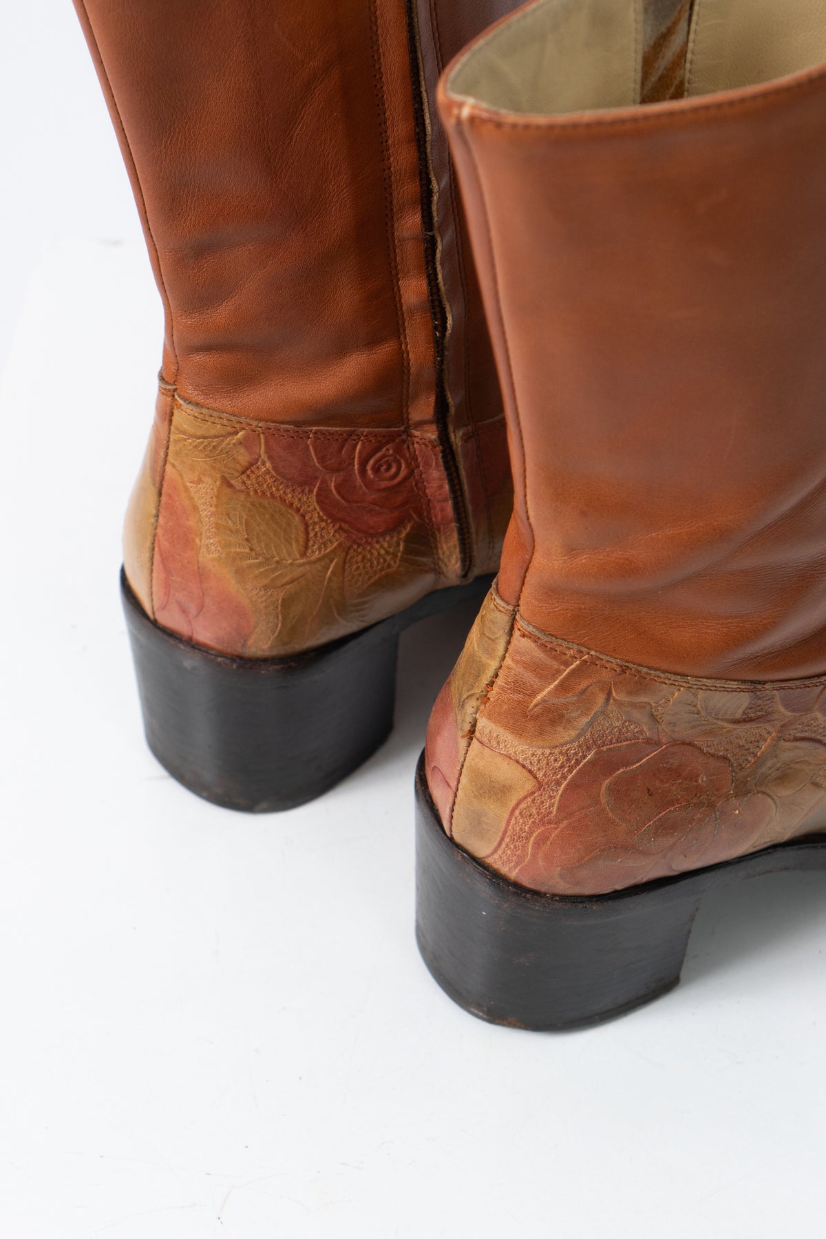 Vintage Italian Rose Embossed Boots