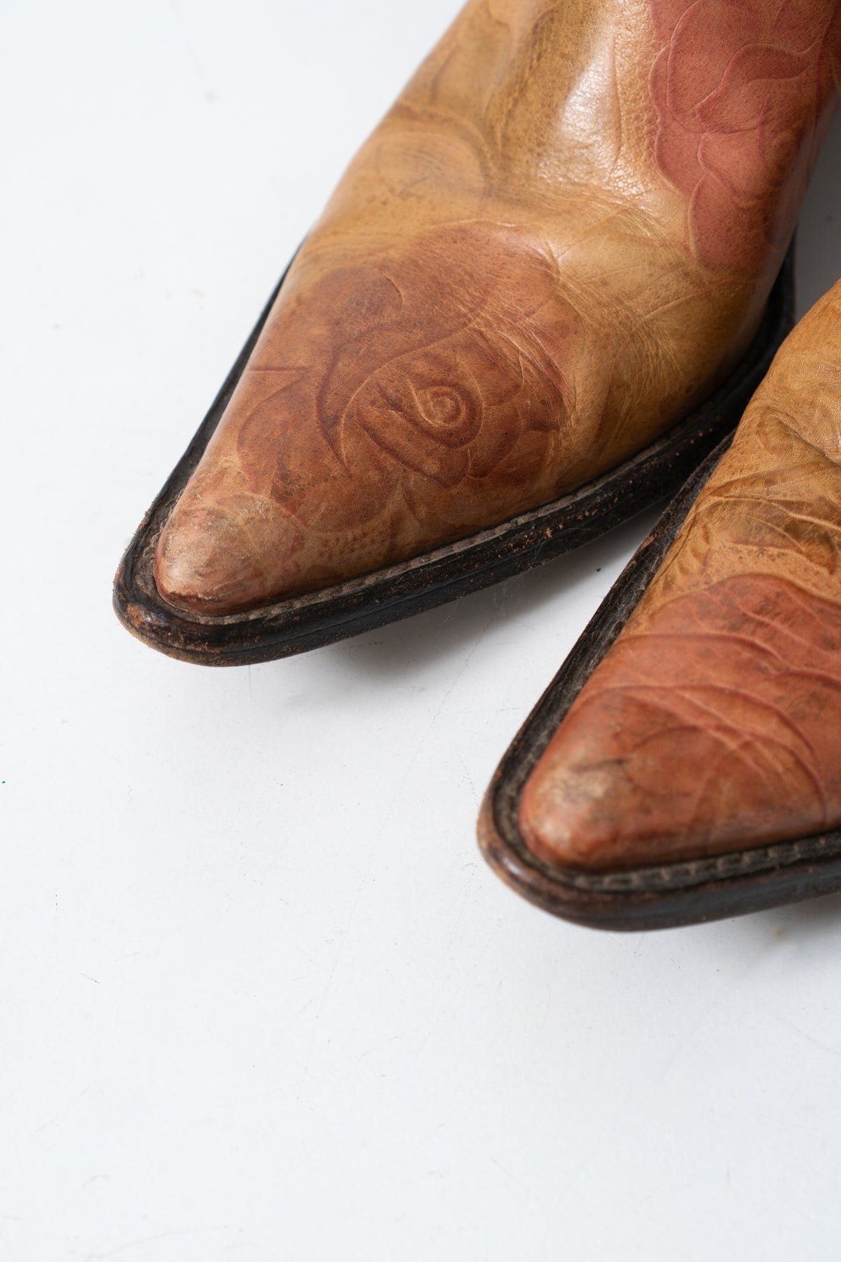 Vintage Italian Rose Embossed Boots