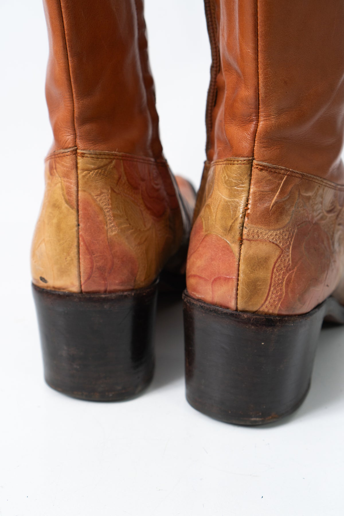 Vintage Italian Rose Embossed Boots