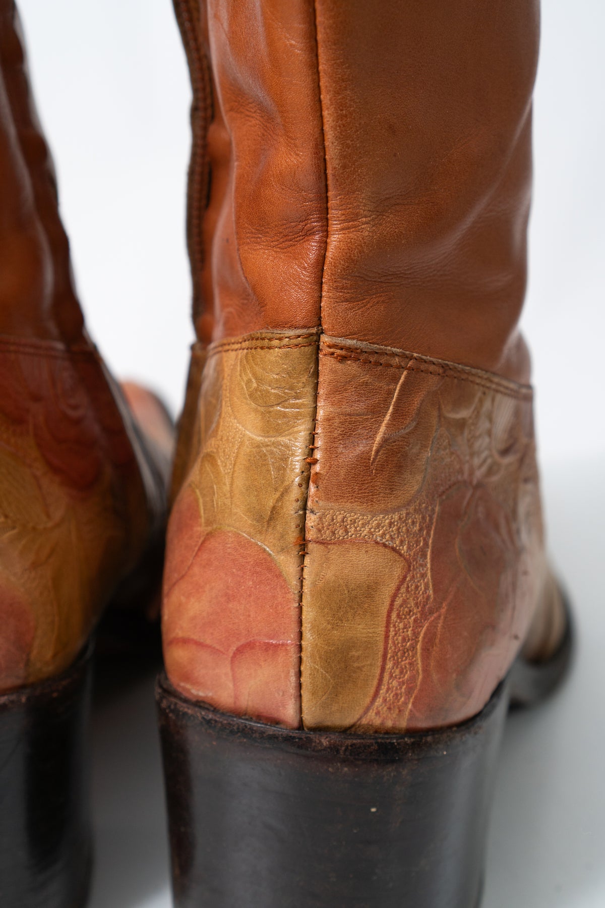 Vintage Italian Rose Embossed Boots