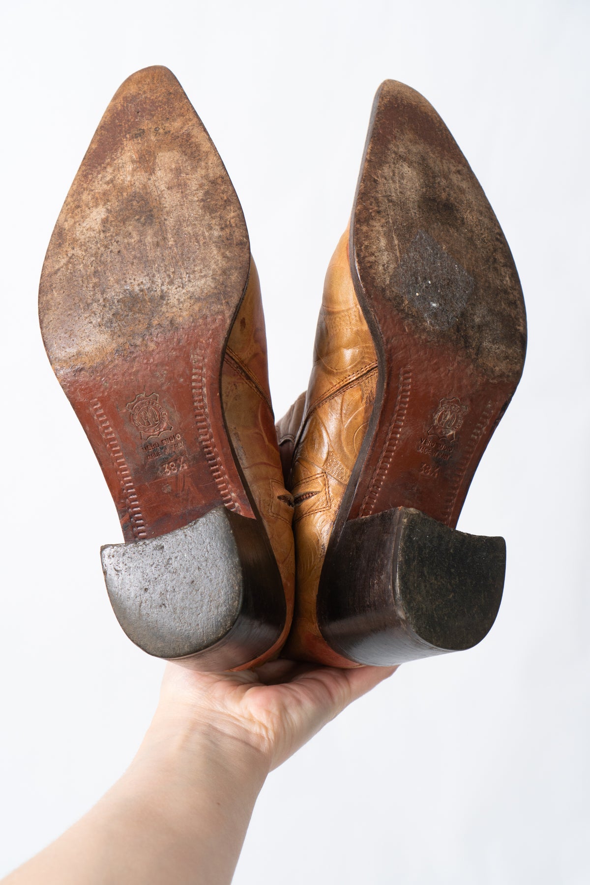Vintage Italian Rose Embossed Boots