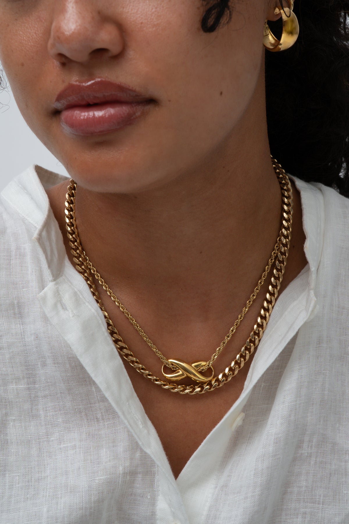 Vintage Gold Double Curb Link Necklace, 16"