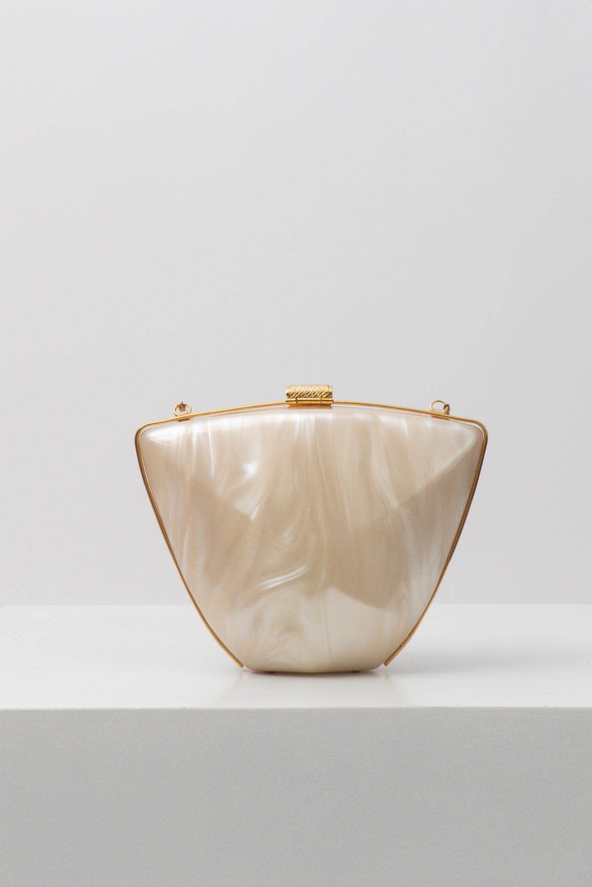 Vintage 60s Cream Marbled Lucite Clutch