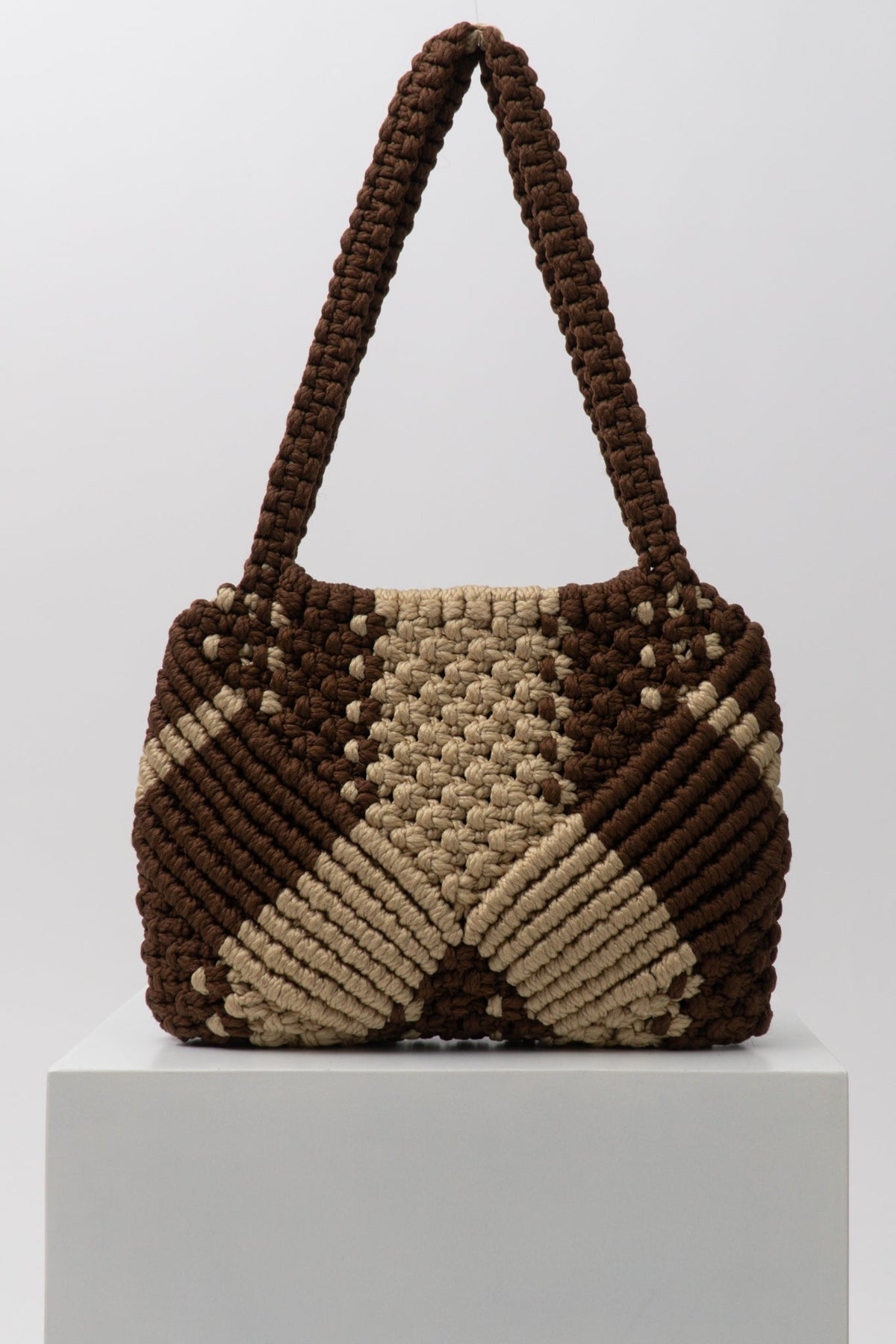 Vintage Jute Macramé Knot Shoulder Bag