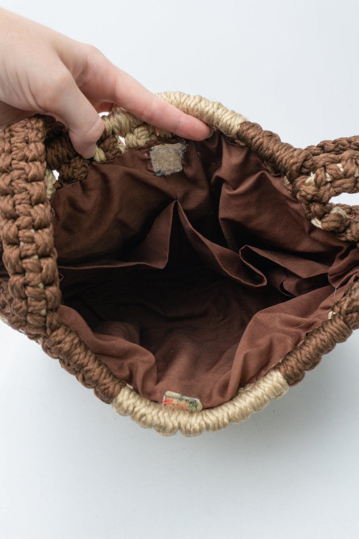 Vintage Jute Macramé Knot Shoulder Bag