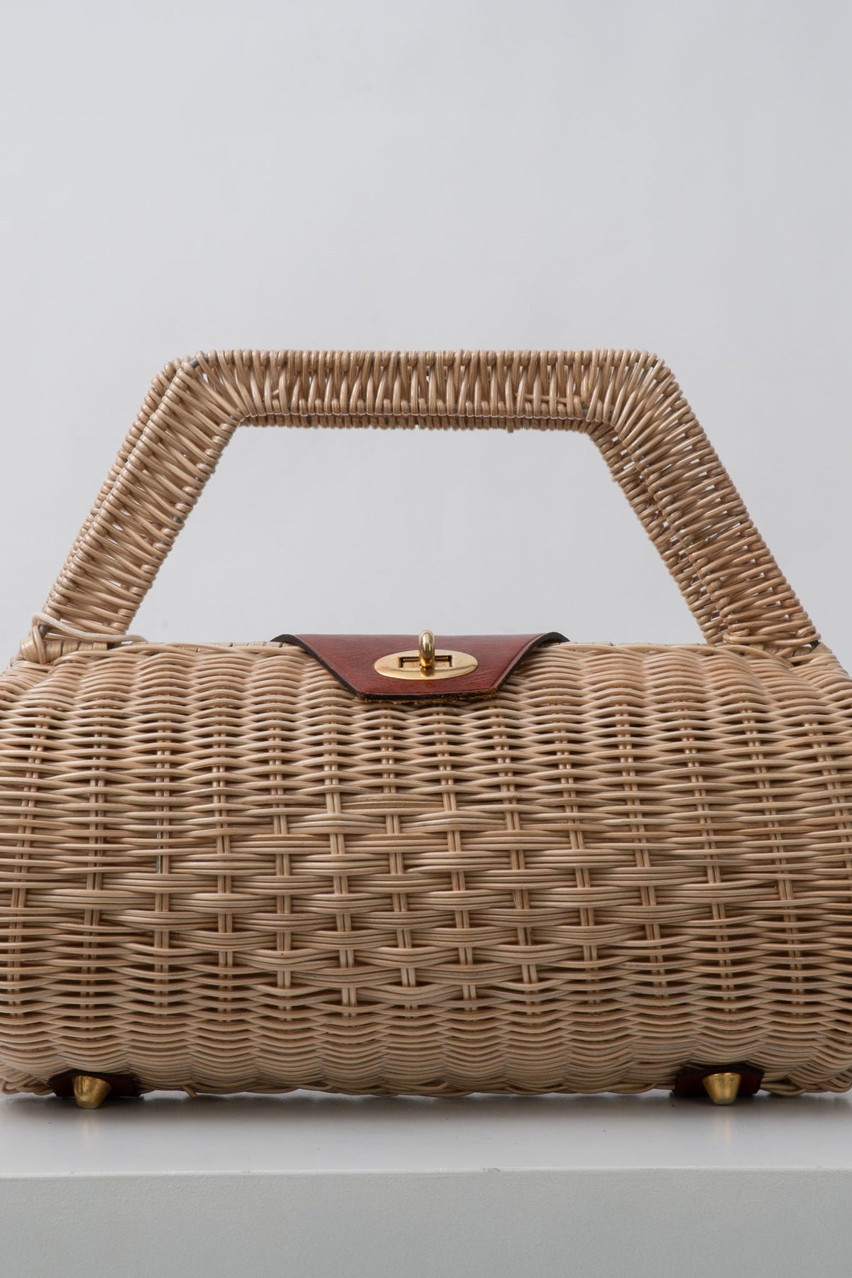 Vintage Mid Century Straw Cylinder Bag