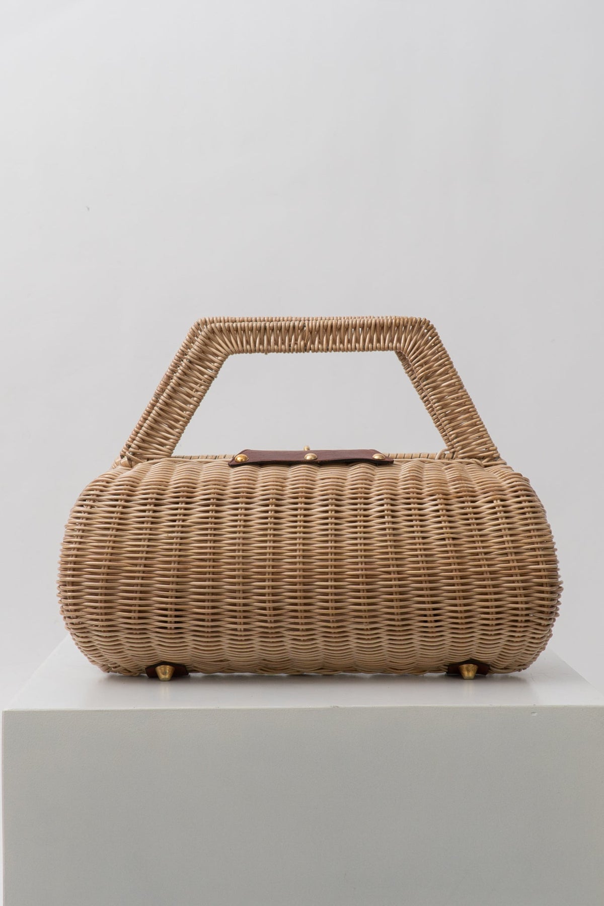 Vintage Mid Century Straw Cylinder Bag