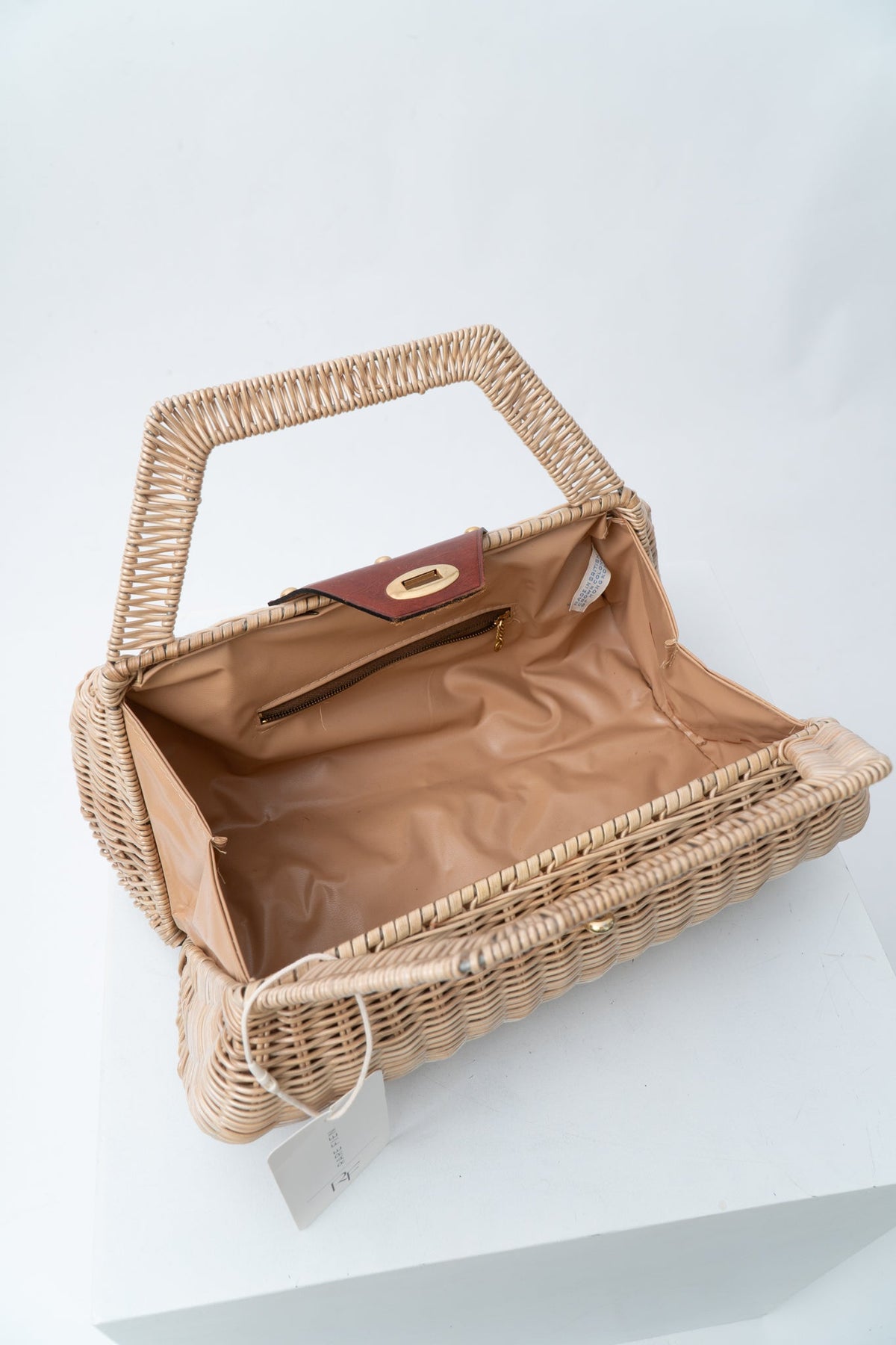 Vintage Mid Century Straw Cylinder Bag