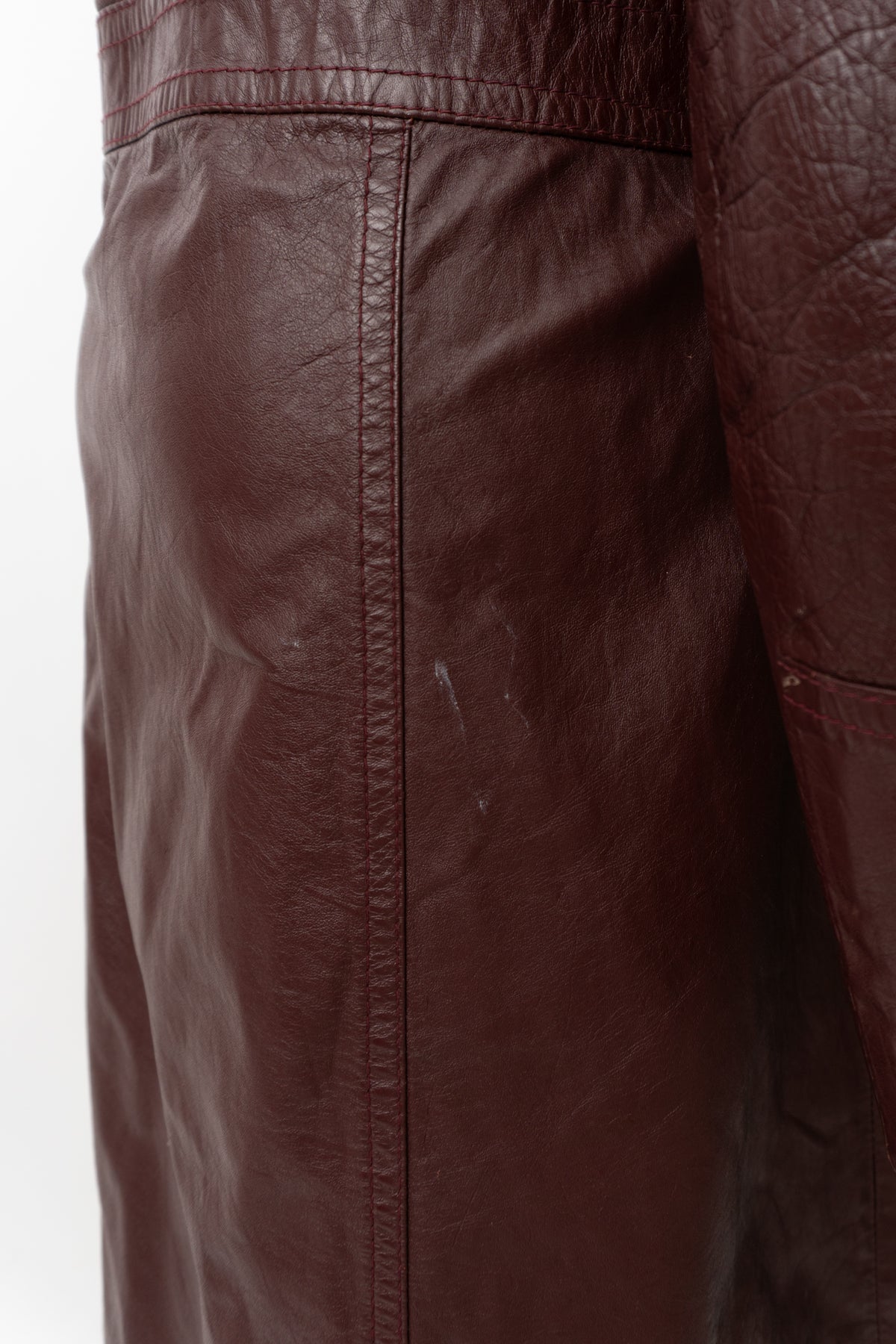 Vintage 100% Leather Oxblood Cherry Red Trench Jacket