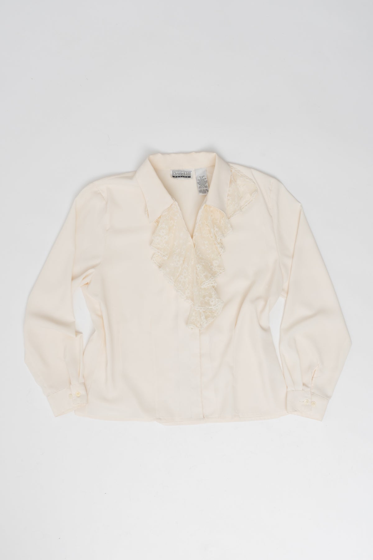 Vintage Ruffle Collar Button Up