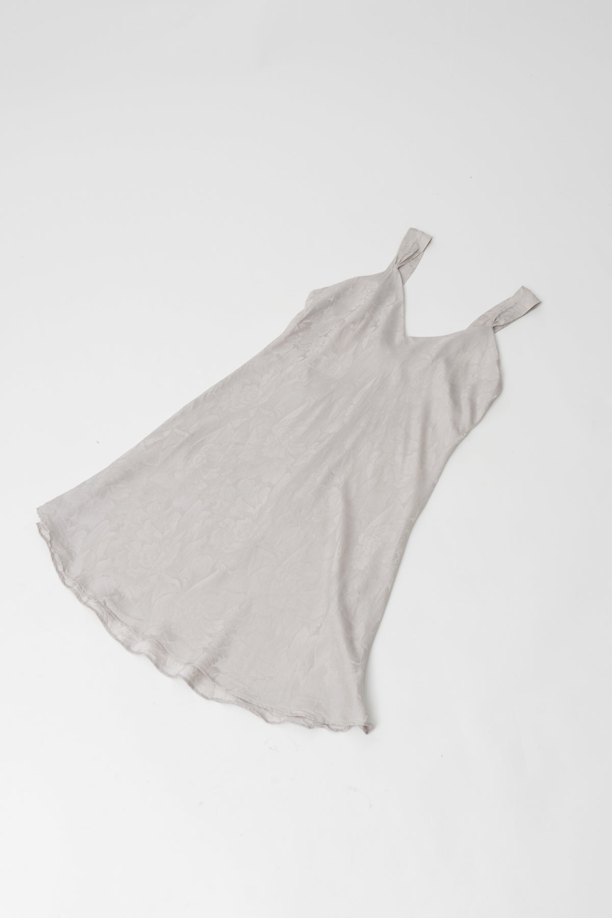 Vintage 100% Silk Jacquard Grey Mini Dress