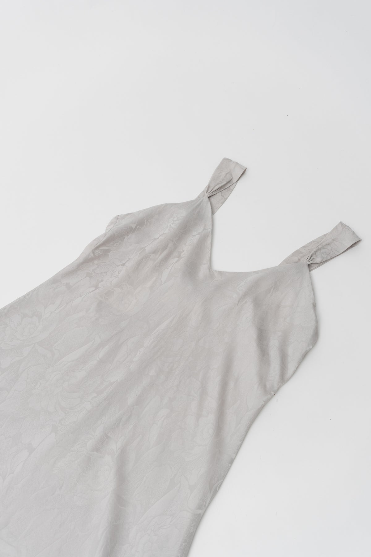 Vintage 100% Silk Jacquard Grey Mini Dress
