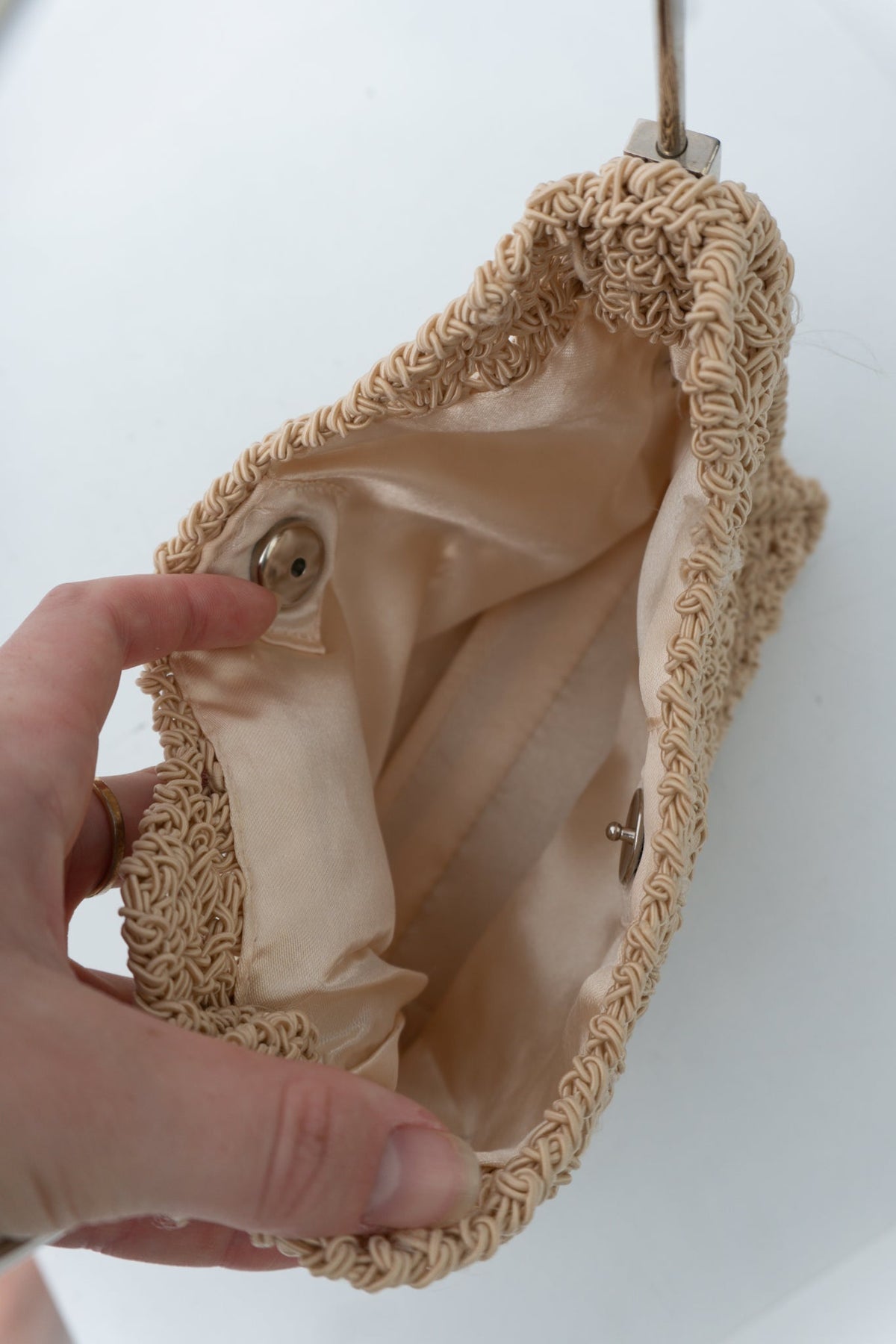 Y2K Crochet Metal Handle Small Bag
