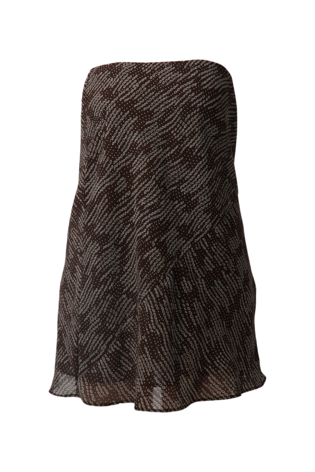 Y2K Brown Chiffon Geometric Bias-Cut Skirt