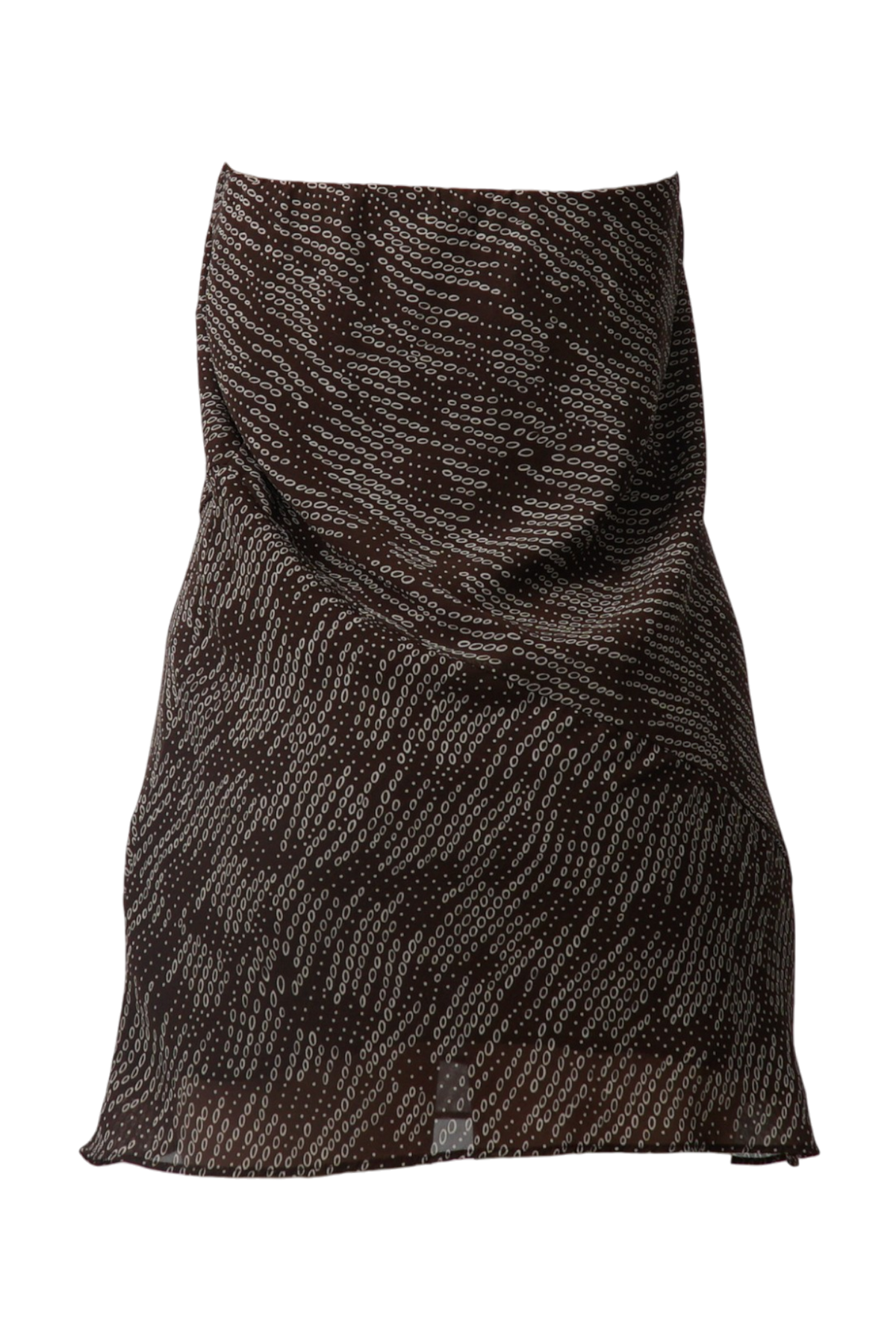Y2K Brown Chiffon Geometric Bias-Cut Skirt