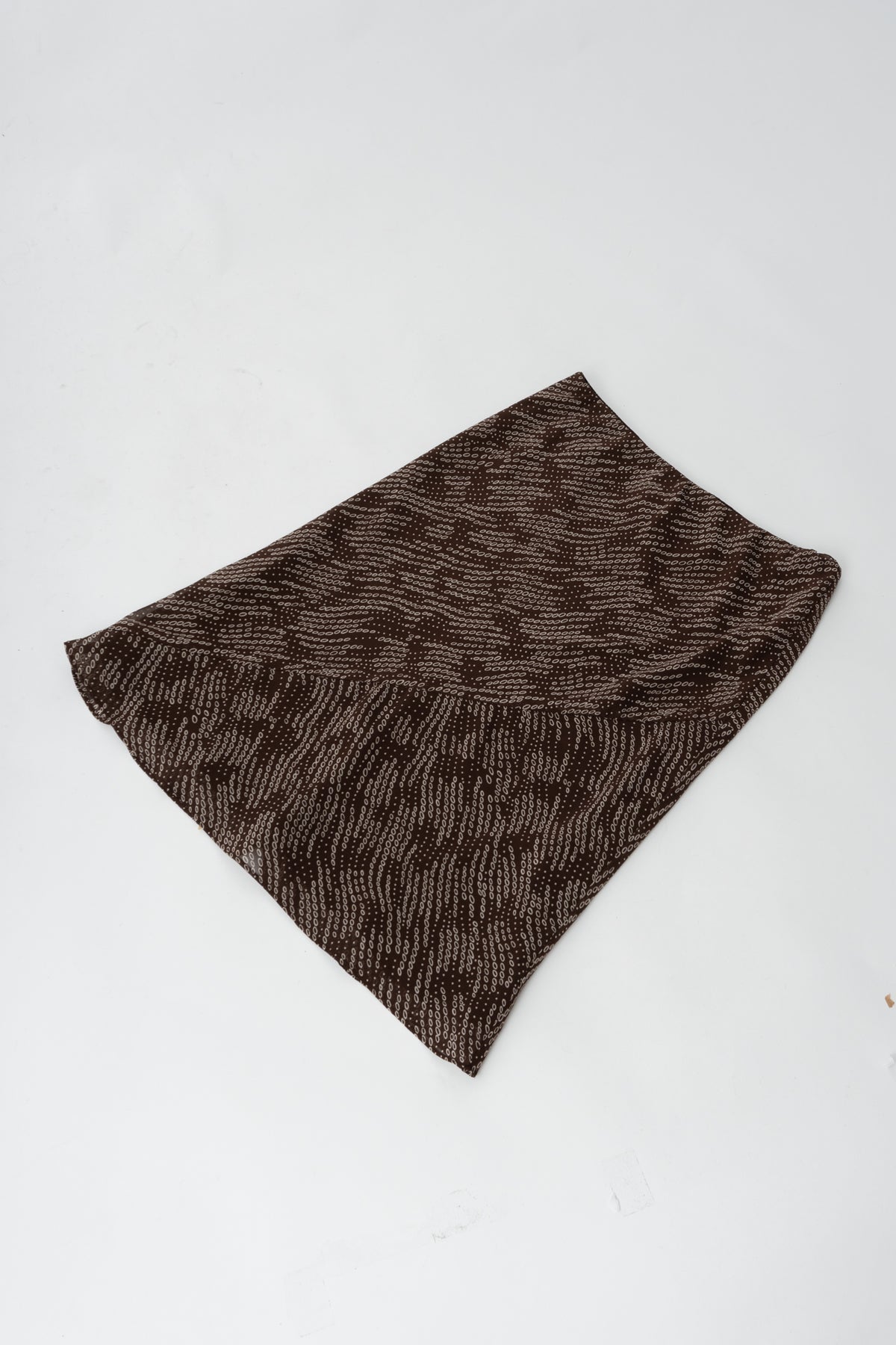 Y2K Brown Chiffon Geometric Bias-Cut Skirt