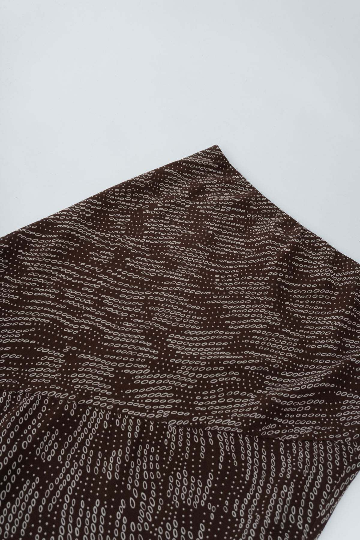 Y2K Brown Chiffon Geometric Bias-Cut Skirt