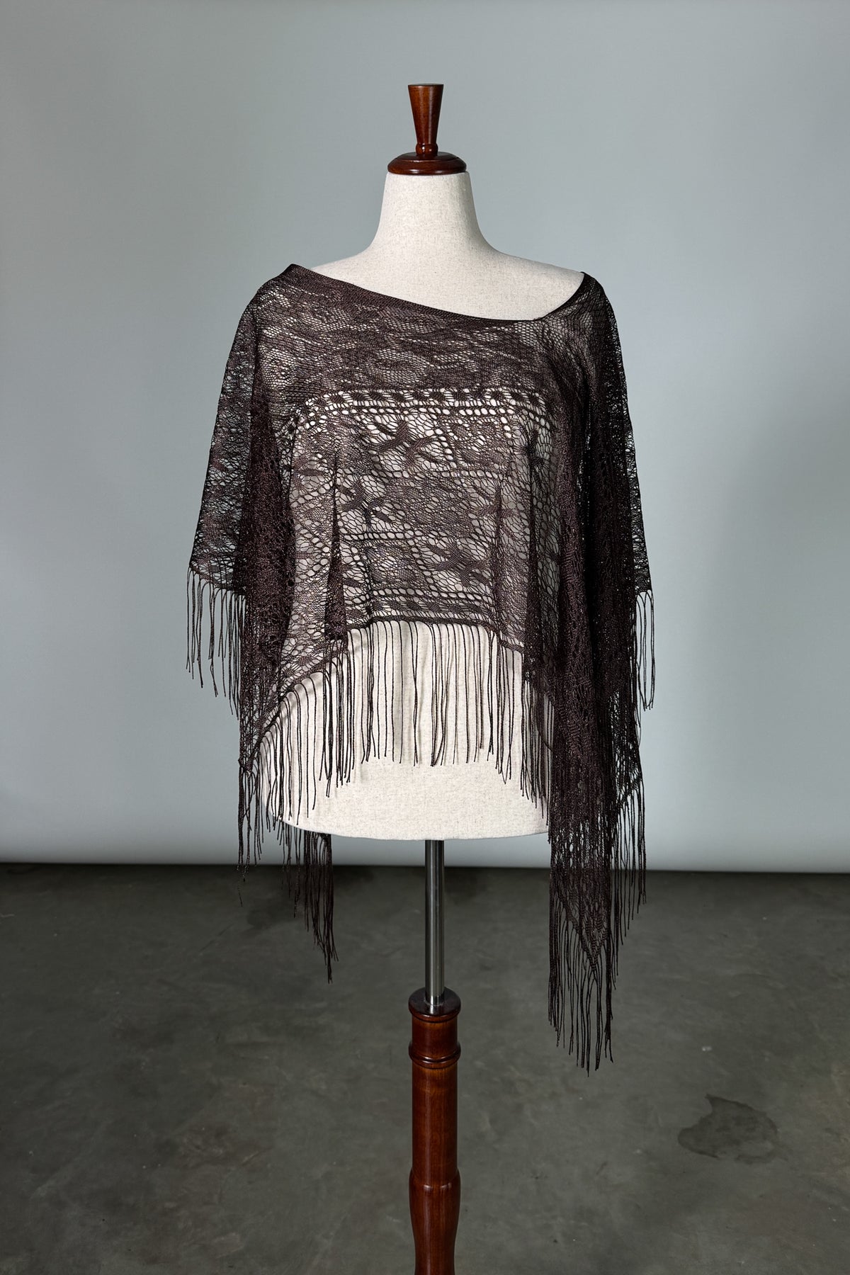 Y2K Brown Fringe Shawl