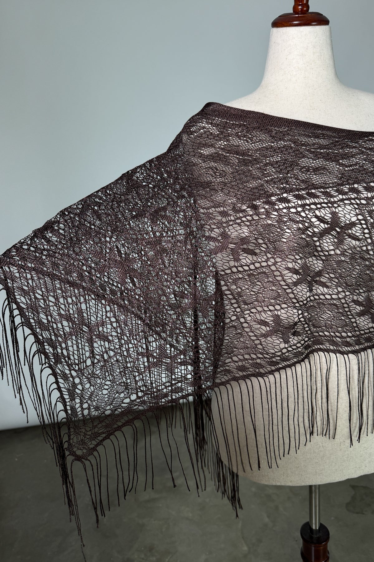 Y2K Brown Fringe Shawl