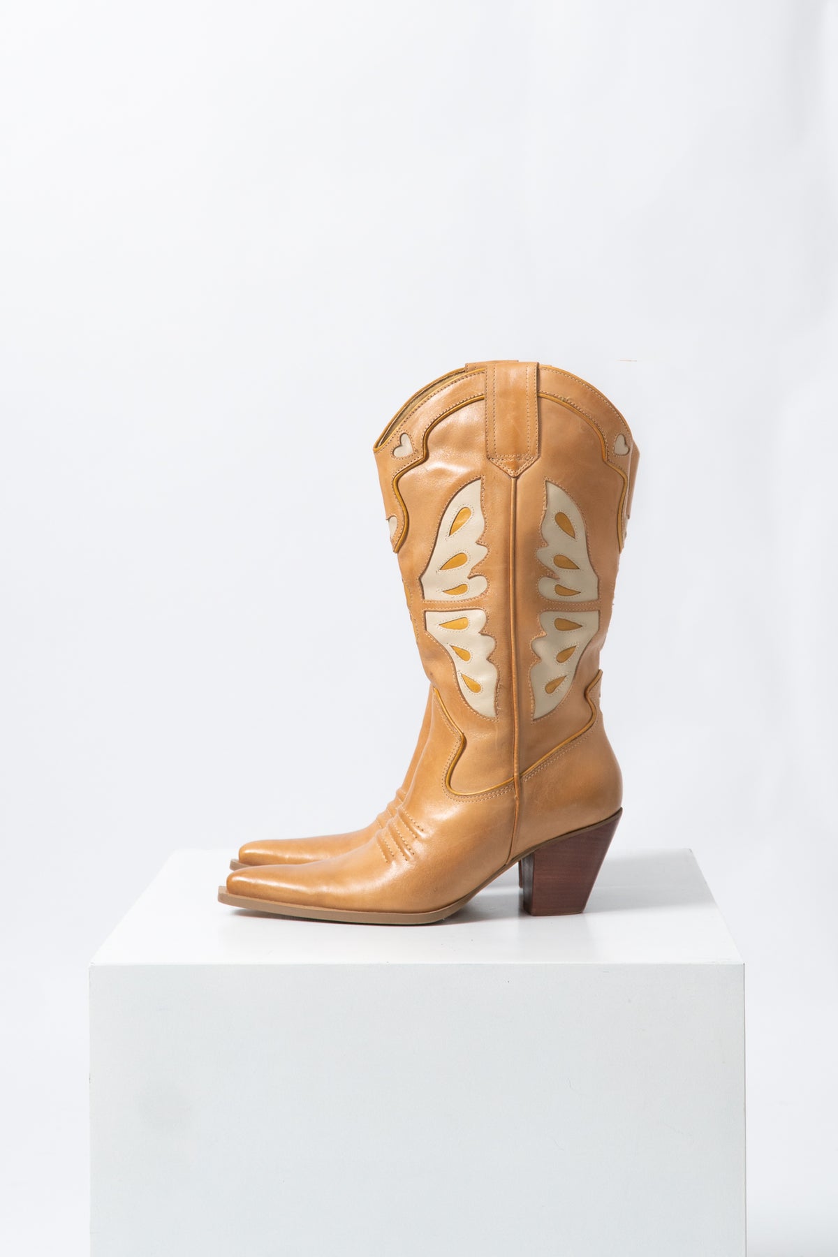 Vintage Leather Butterfly Western Boots