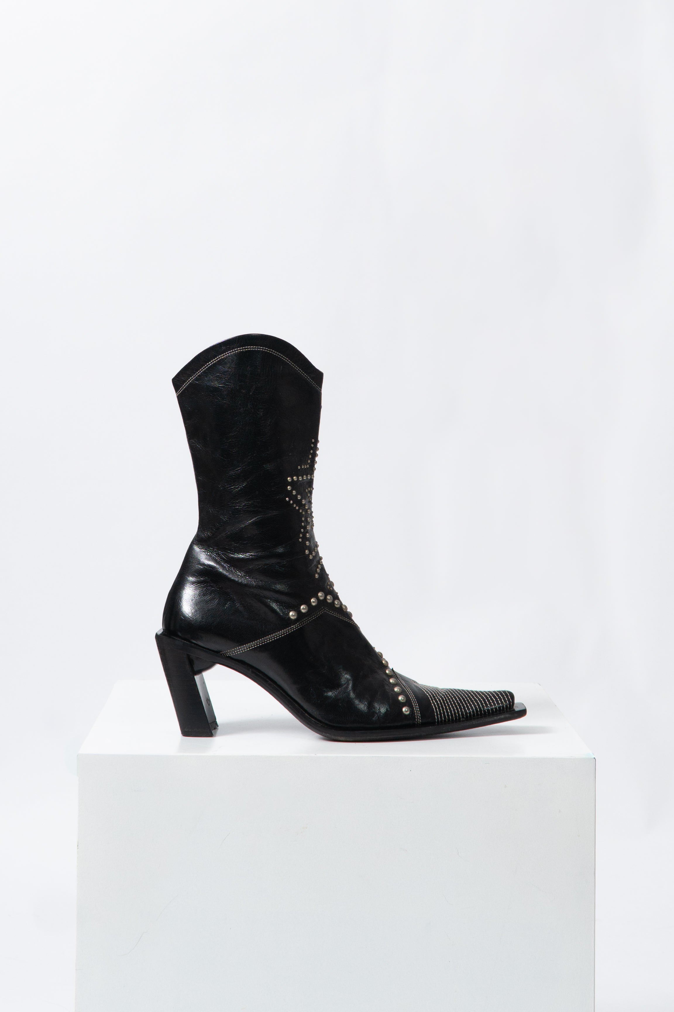 Vintage Black Italian Studded Boots