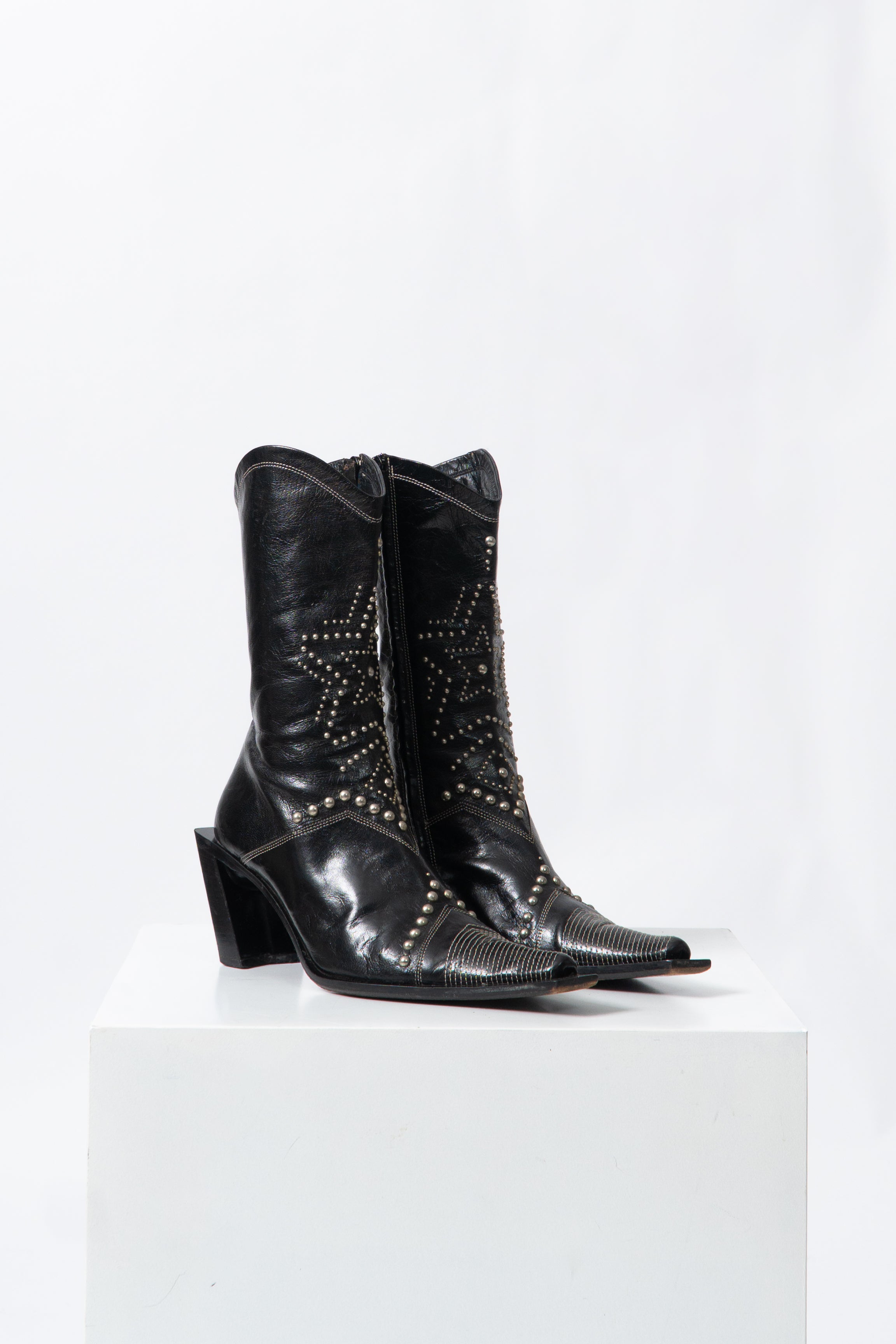 Vintage Black Italian Studded Boots
