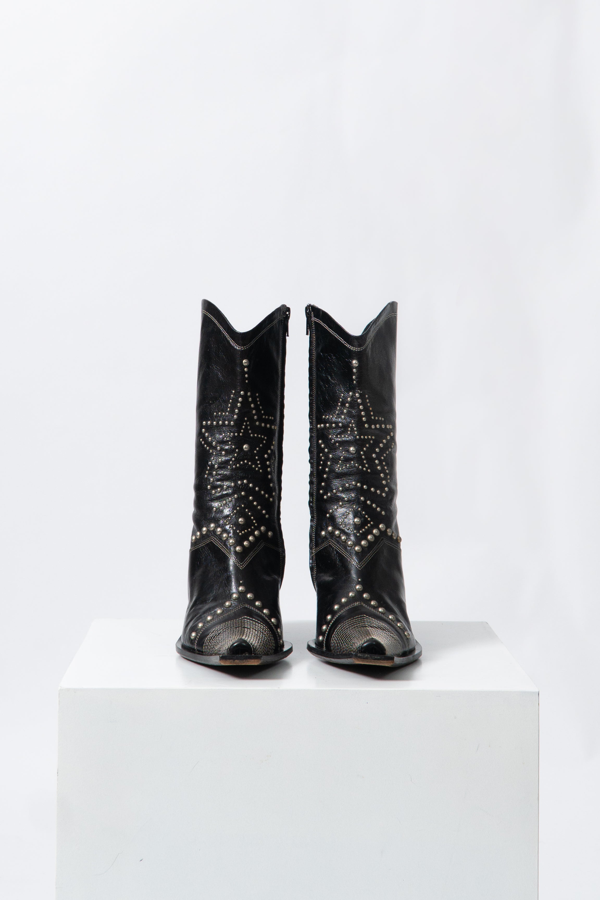 Vintage Black Italian Studded Boots