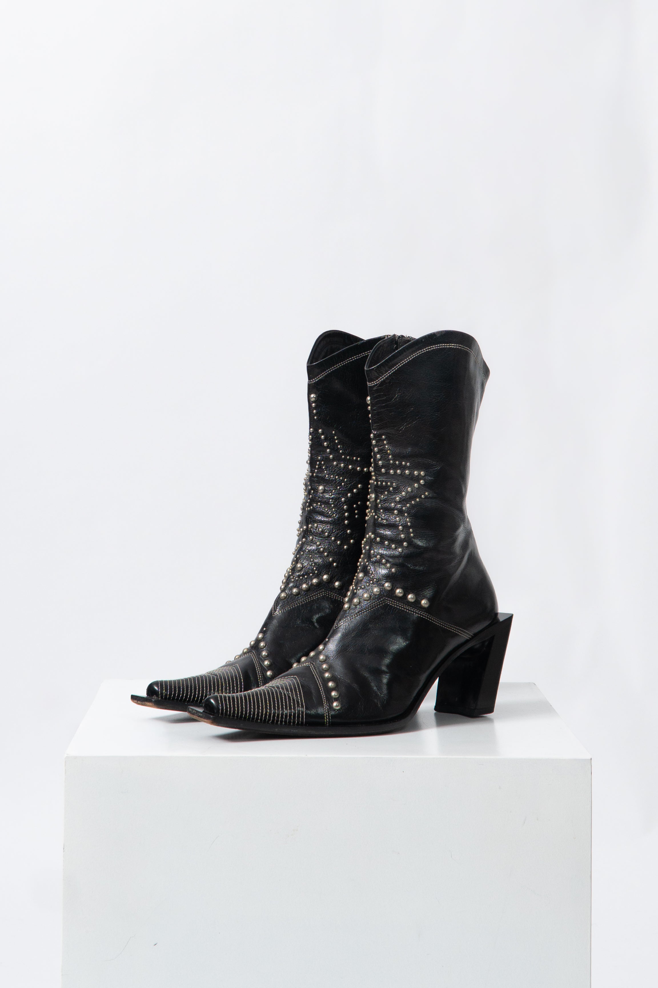 Vintage Black Italian Studded Boots