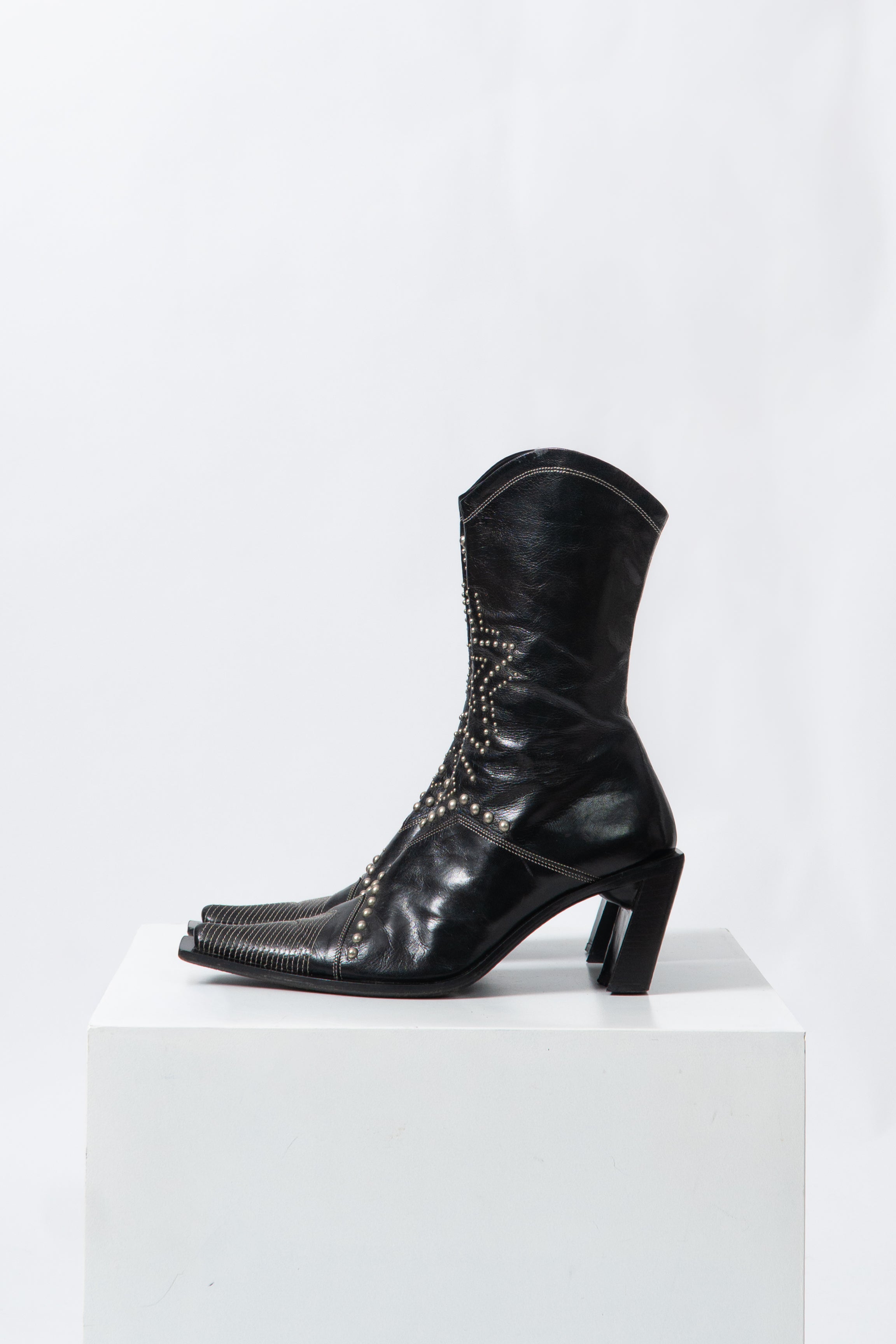 Vintage Black Italian Studded Boots