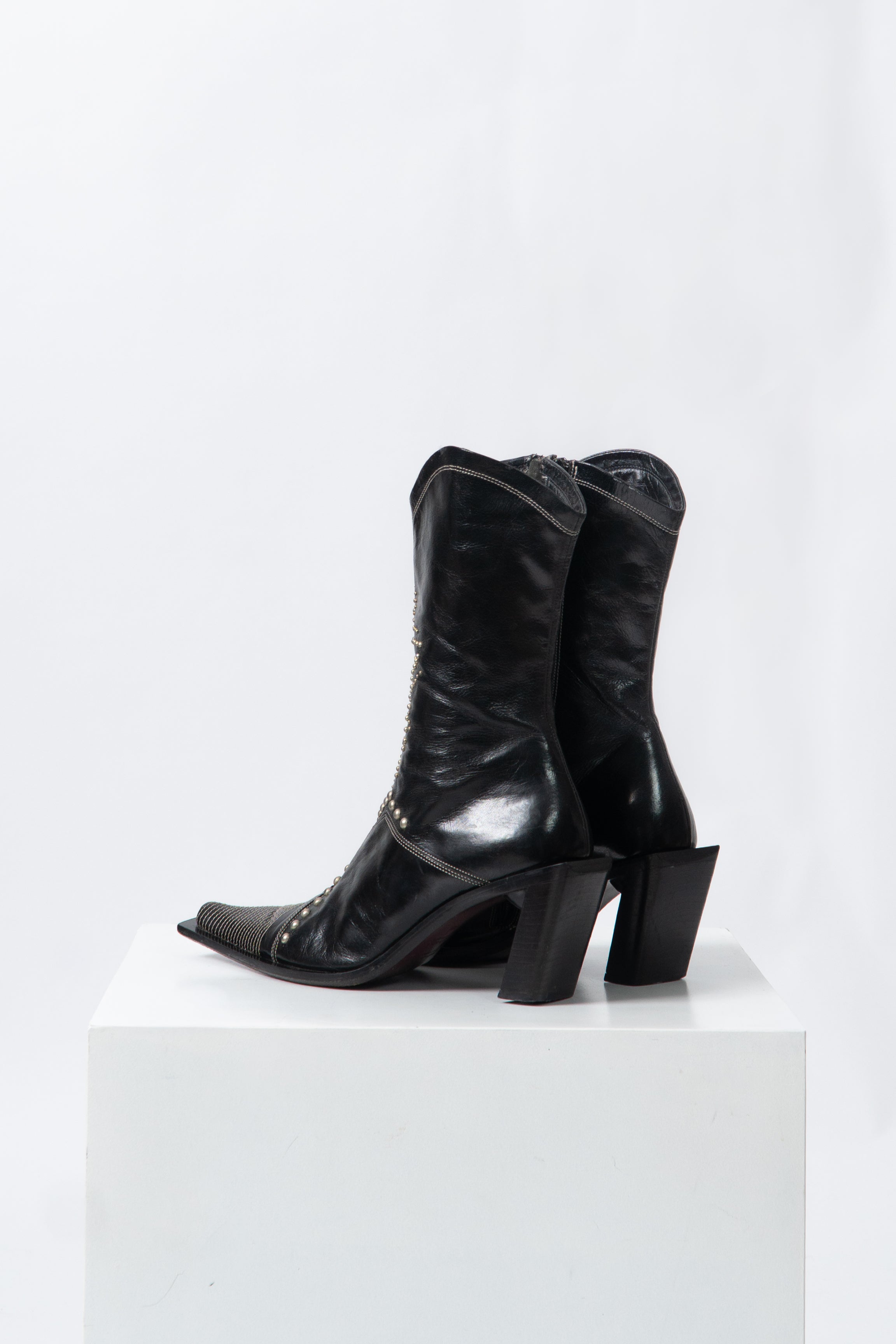 Vintage Black Italian Studded Boots