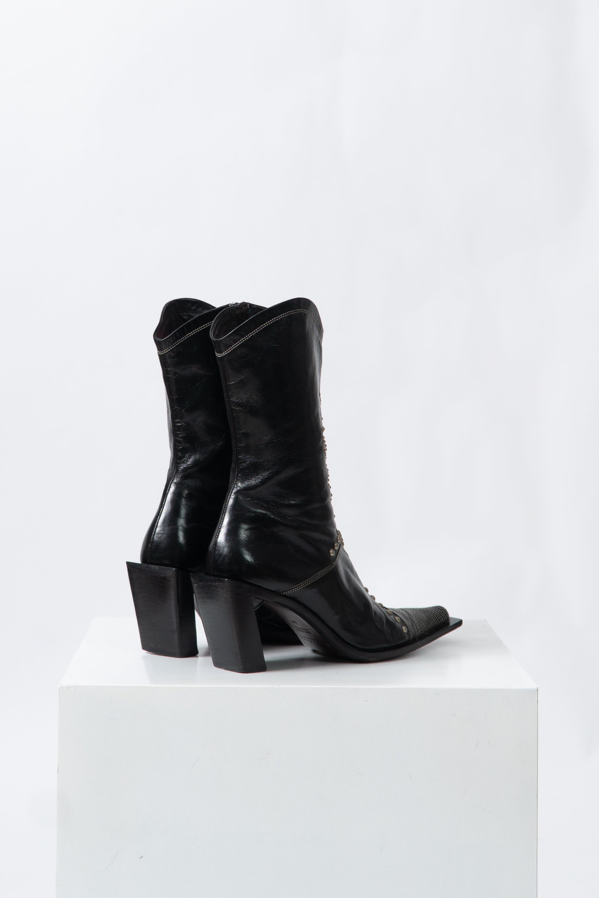 Vintage Black Italian Studded Boots