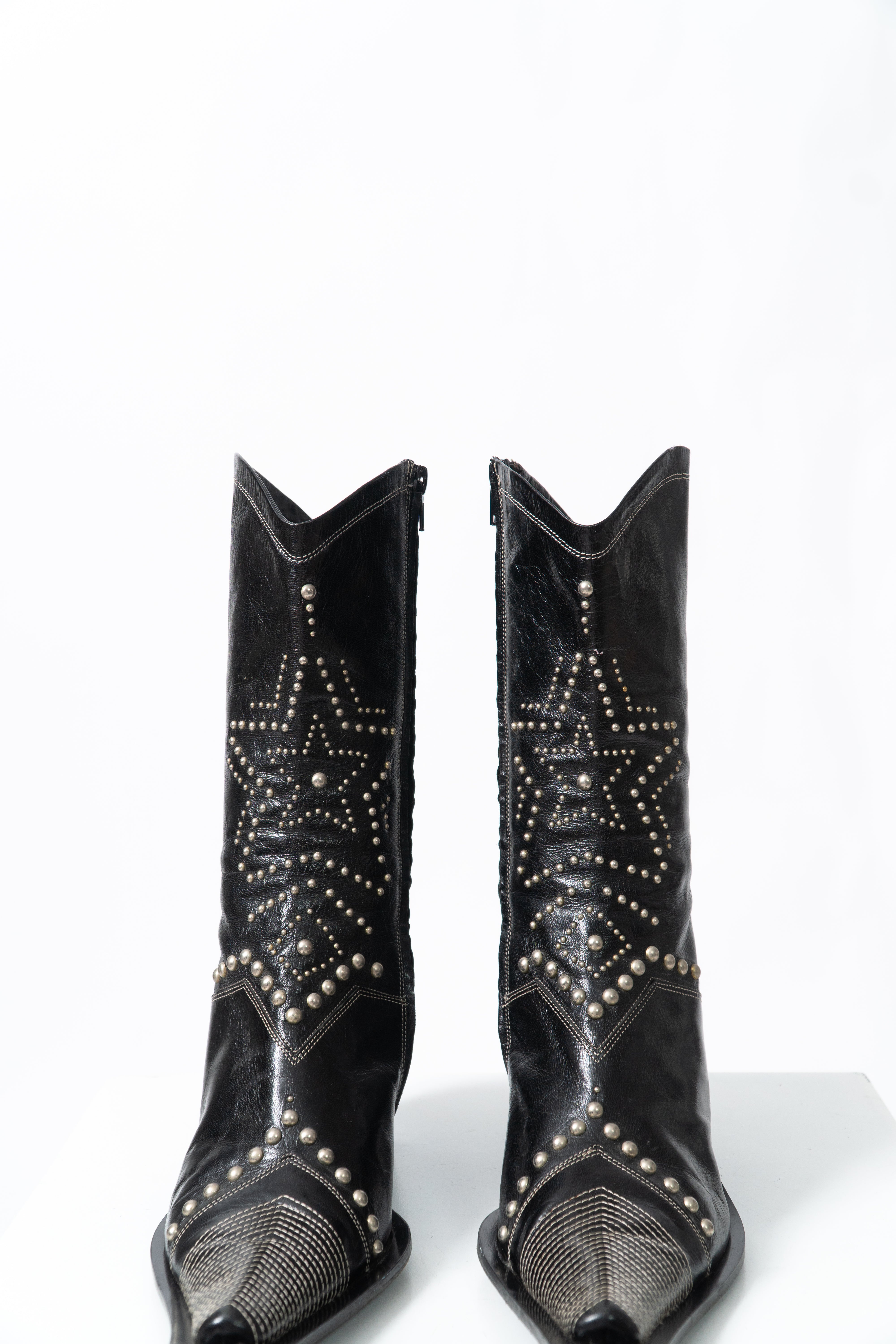 Vintage Black Italian Studded Boots