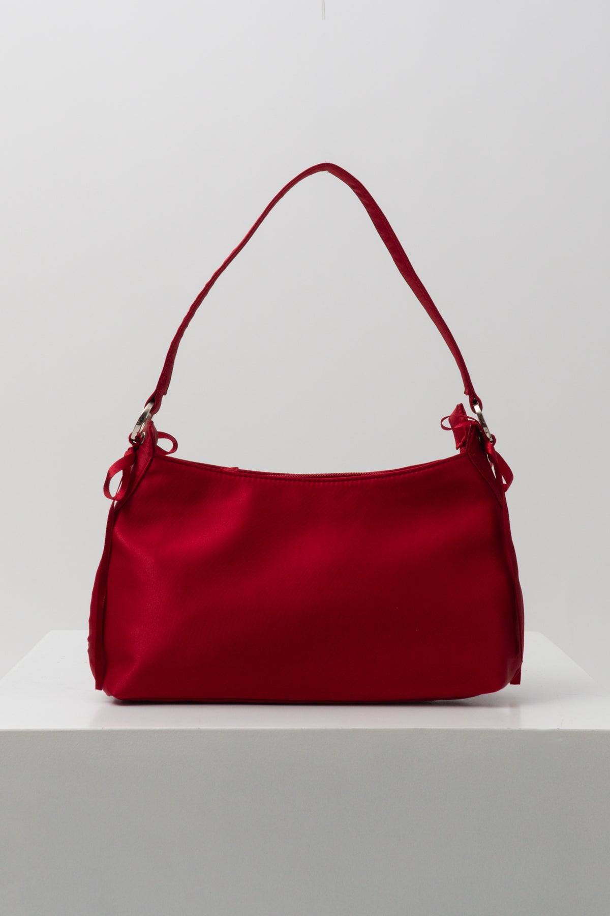 Y2K Red Satin Bow Shoulder Bag