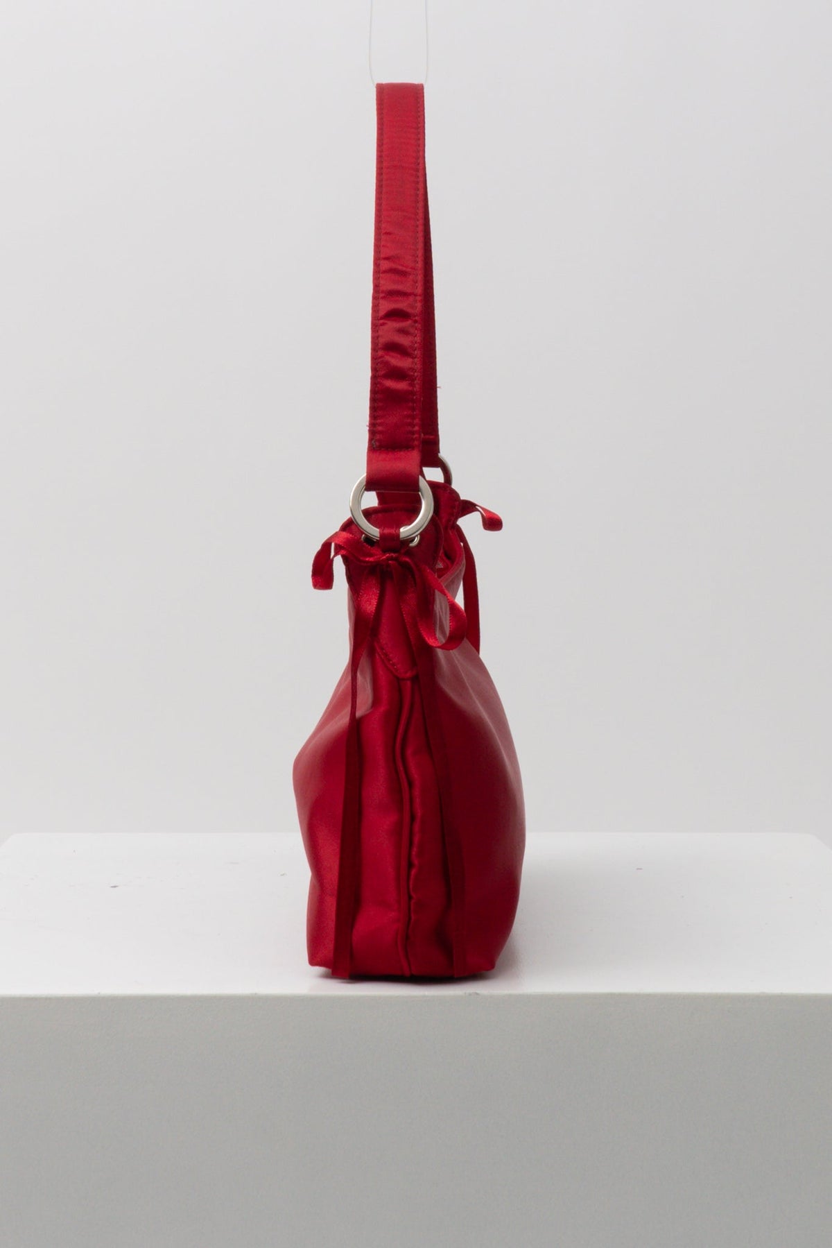 Y2K Red Satin Bow Shoulder Bag