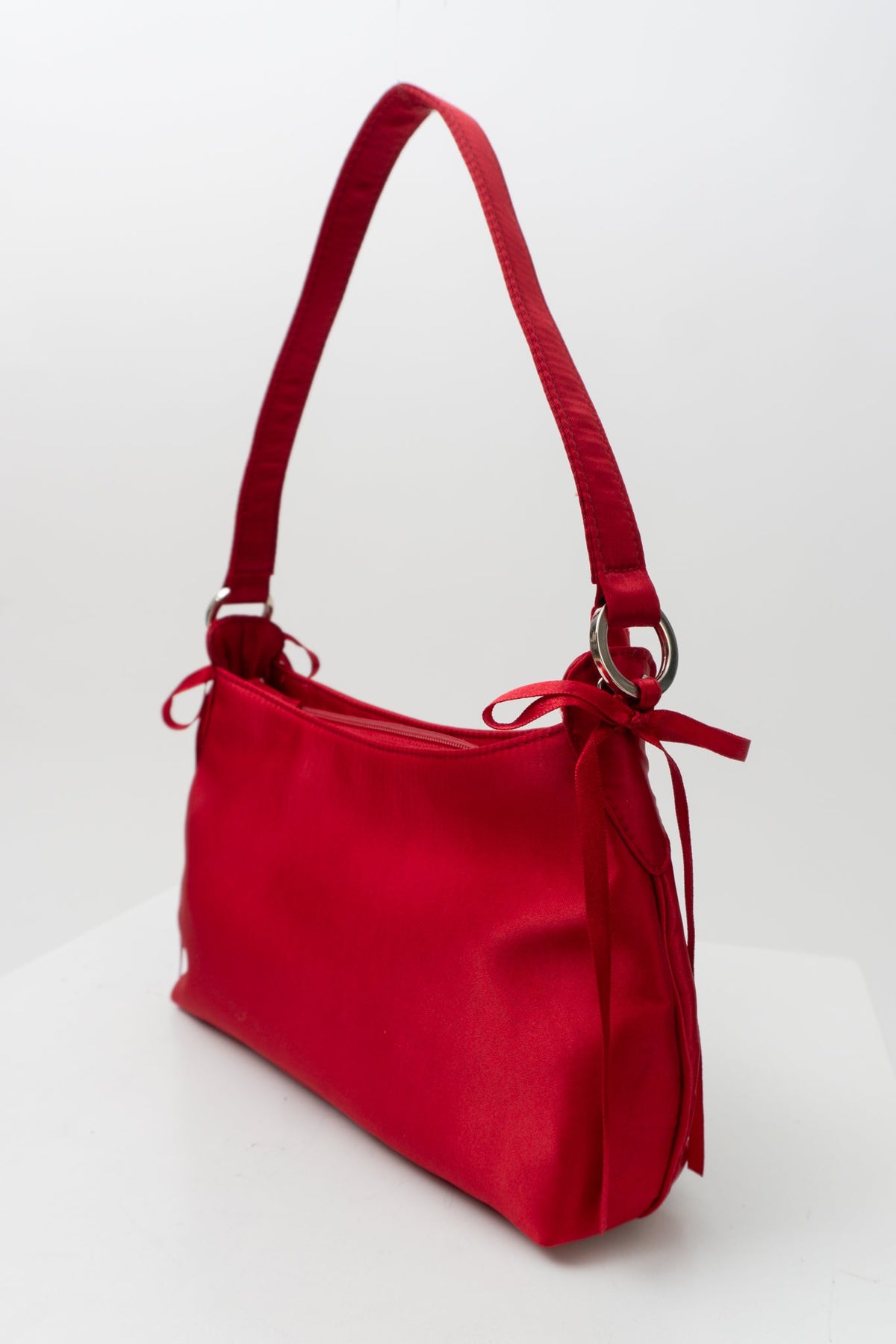 Y2K Red Satin Bow Shoulder Bag