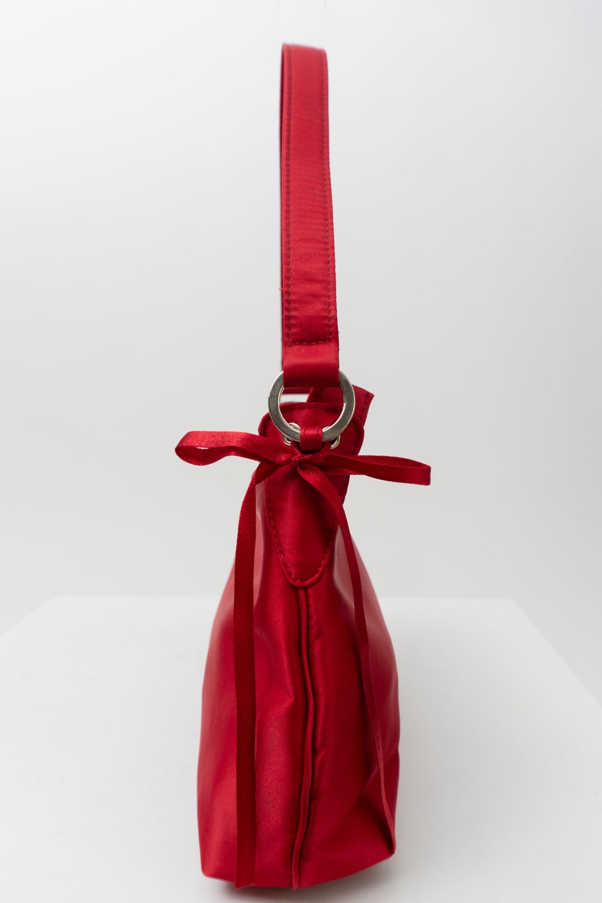 Y2K Red Satin Bow Shoulder Bag