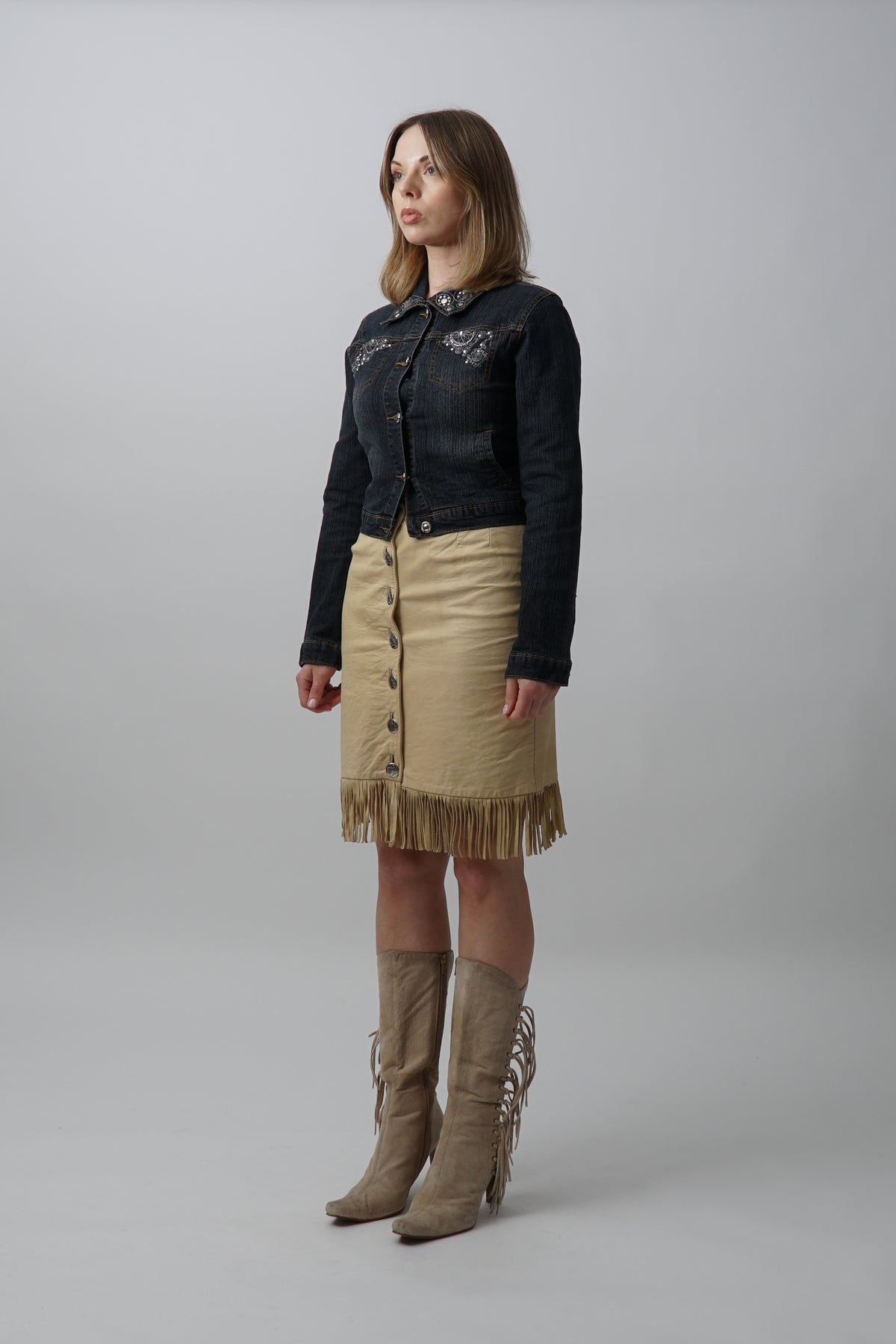 Y2K Western Cropped Jean Jacket