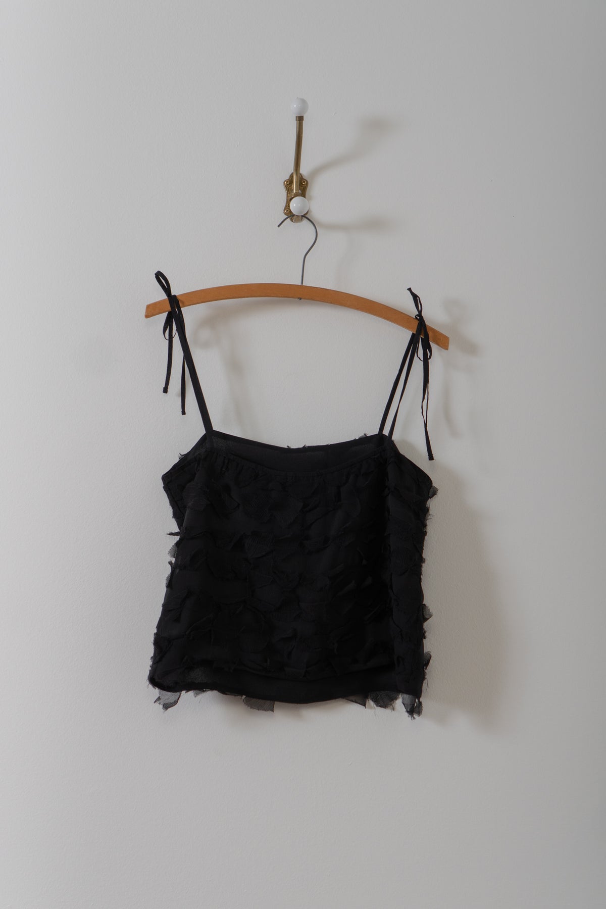 Vintage Black Silk Tiered Tank Top