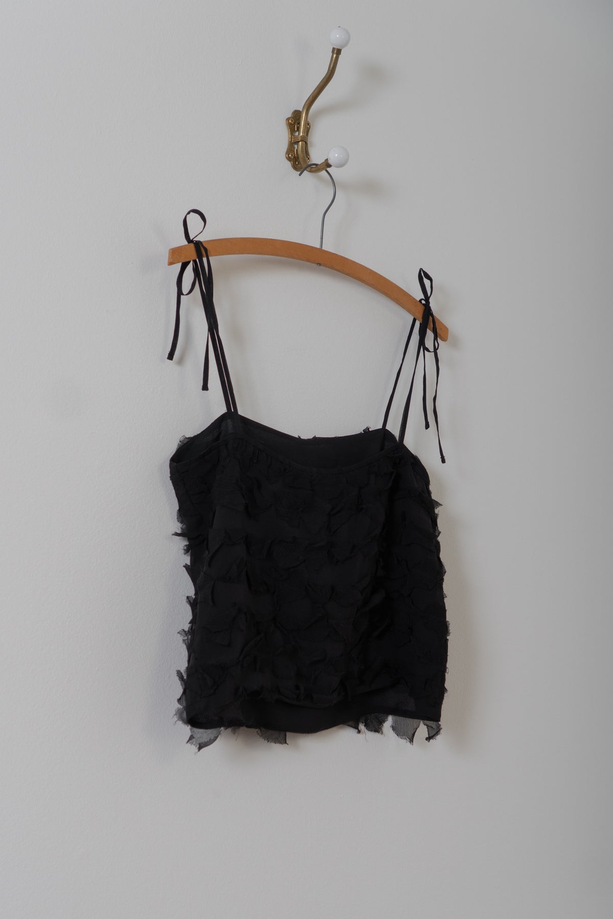 Vintage Black Silk Tiered Tank Top