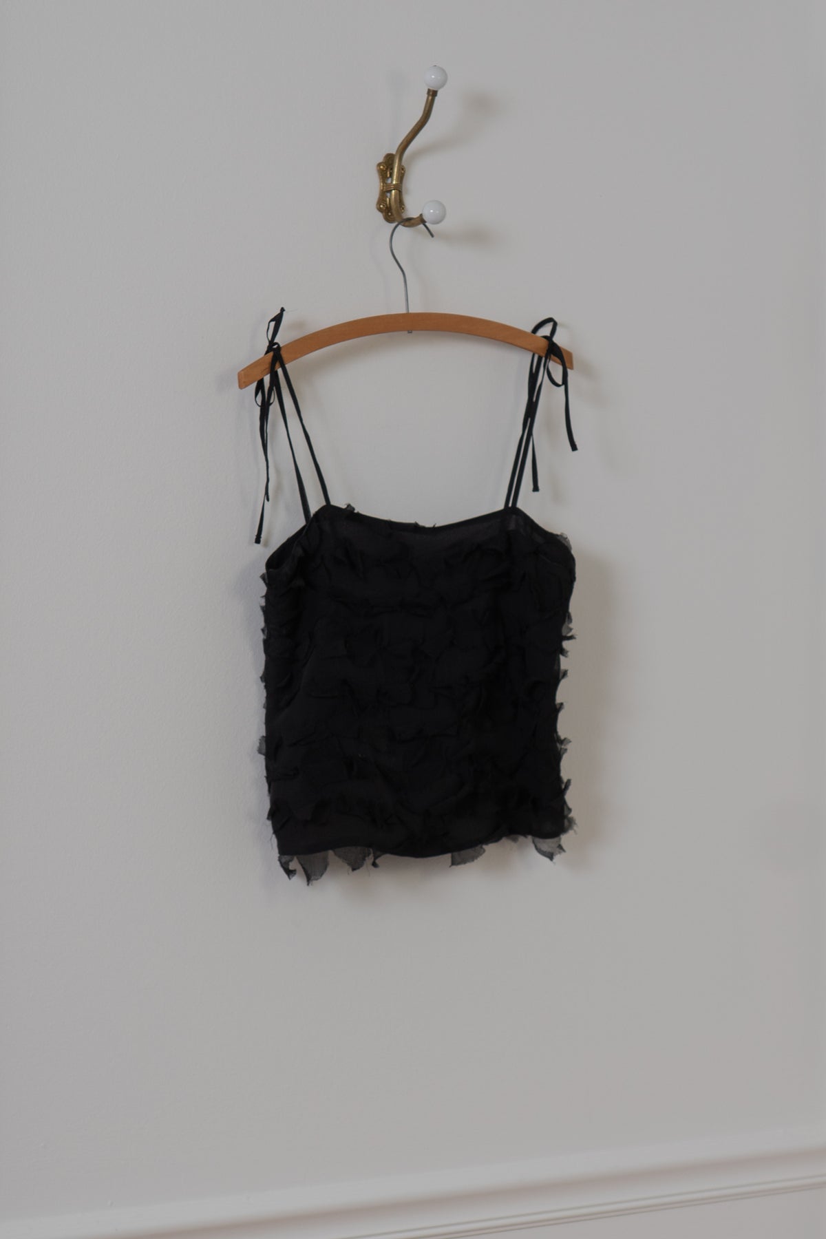 Vintage Black Silk Tiered Tank Top