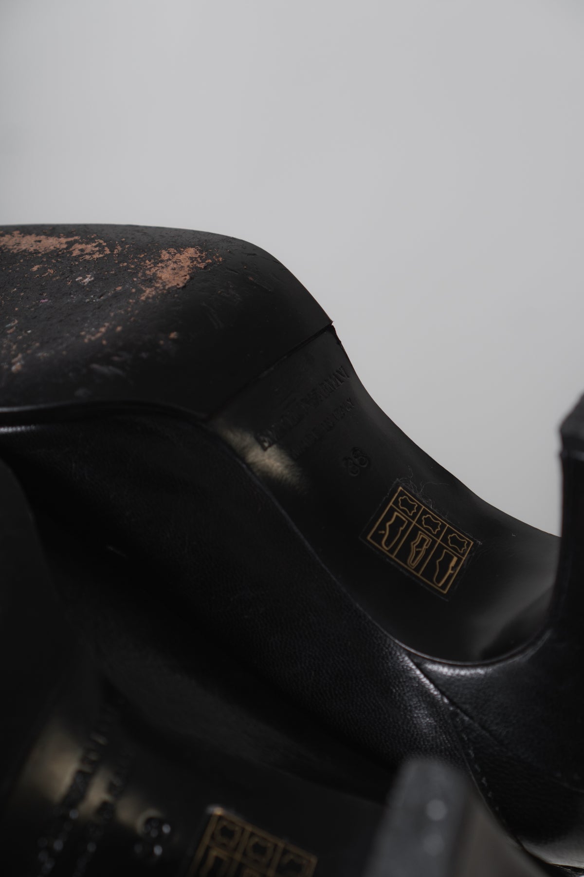 Y2K Emporio Armani Black Patent Leather Heels