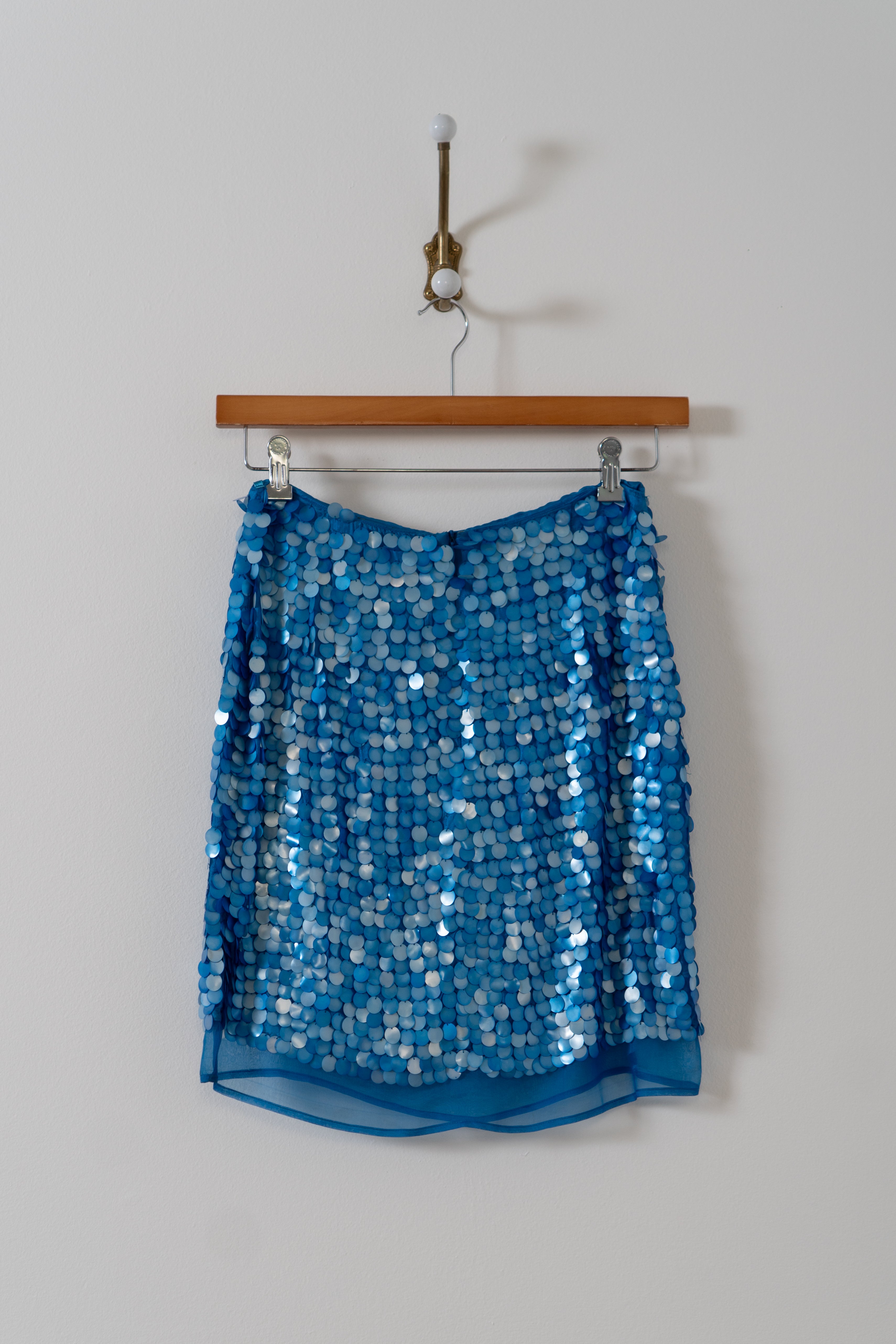 Y2K 100% Silk Blue Mermaid Skirt