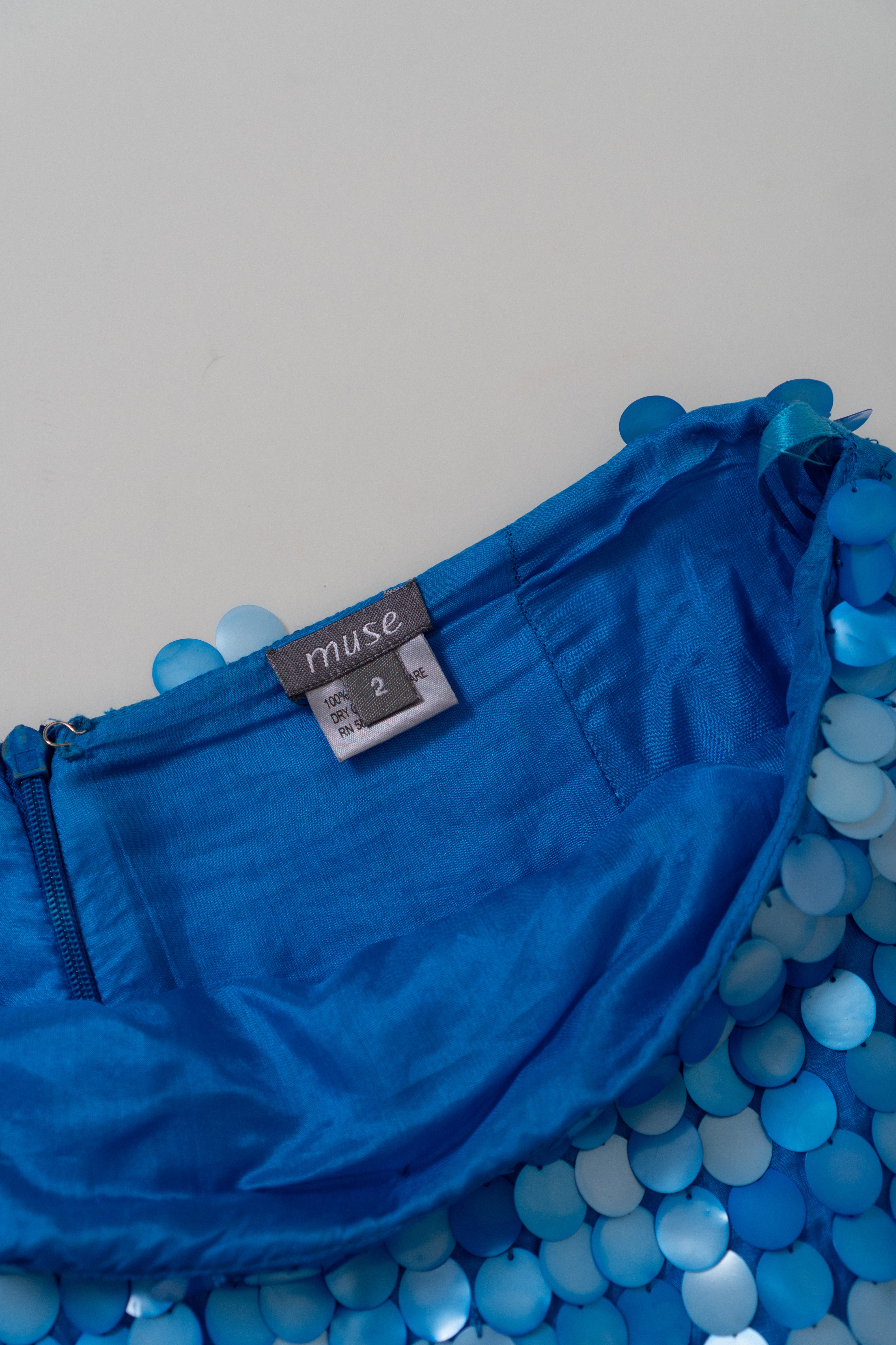 Y2K 100% Silk Blue Mermaid Skirt