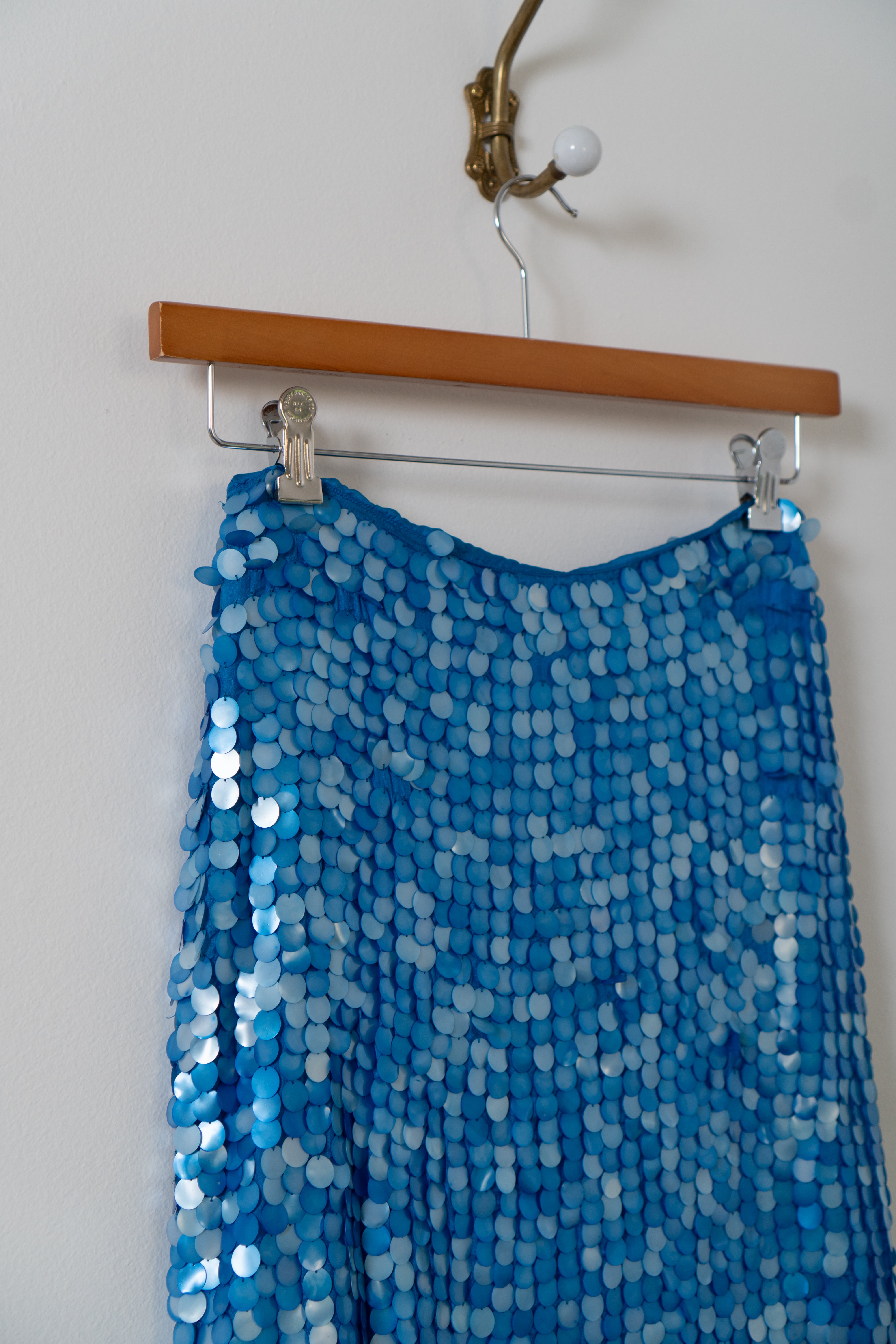 Y2K 100% Silk Blue Mermaid Skirt