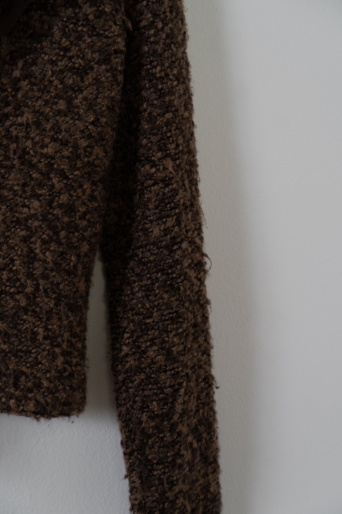 Vintage Brown Knit Fur Collar Cardigan