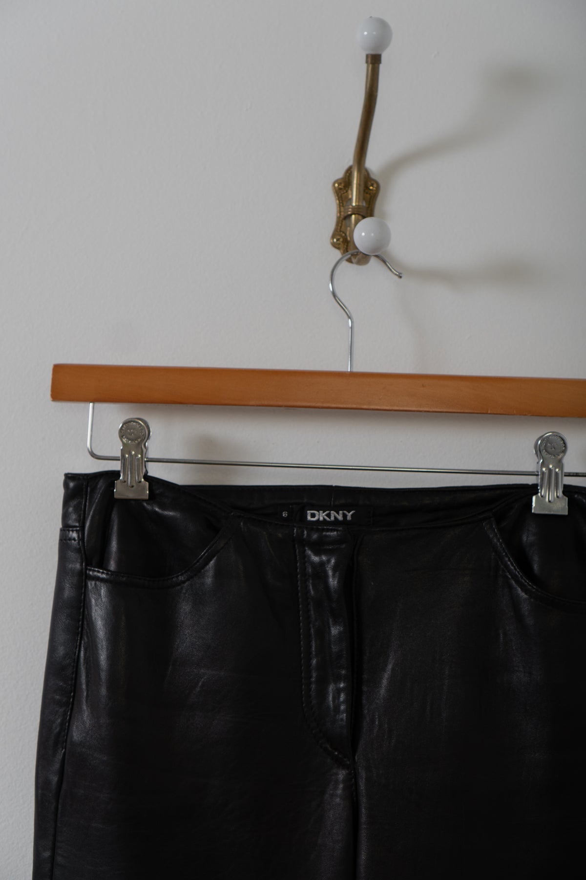 Y2K DKNY Black Leather Hot Pants
