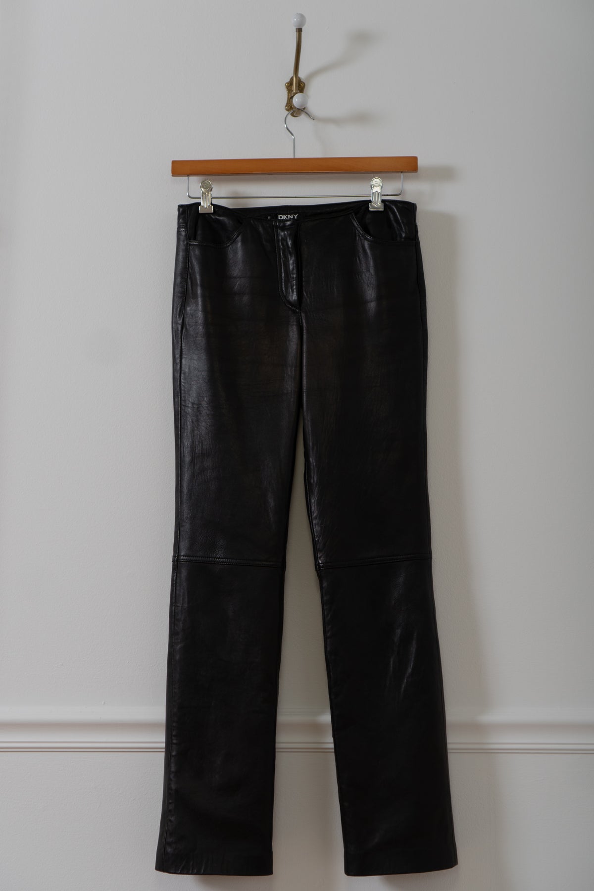 Y2K DKNY Black Leather Hot Pants